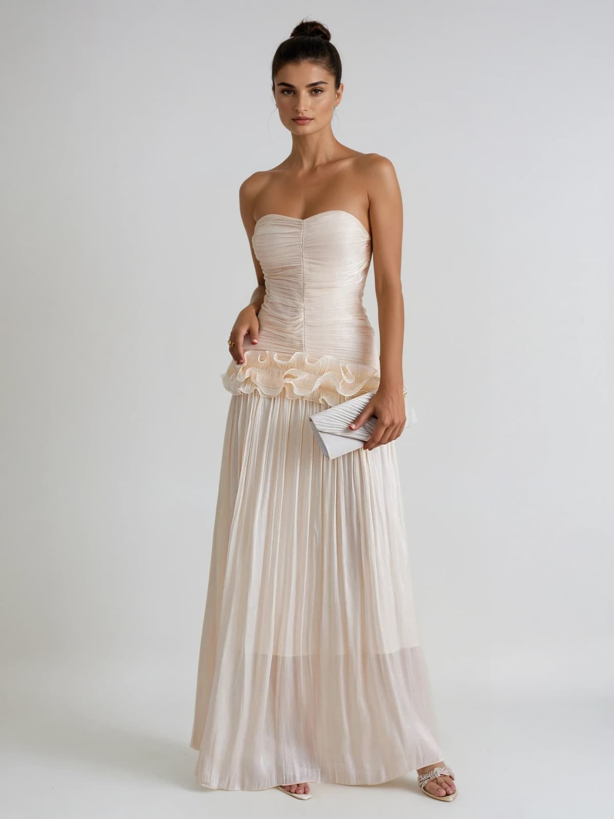 Dendria Strapless Ruffle Maxi Dress