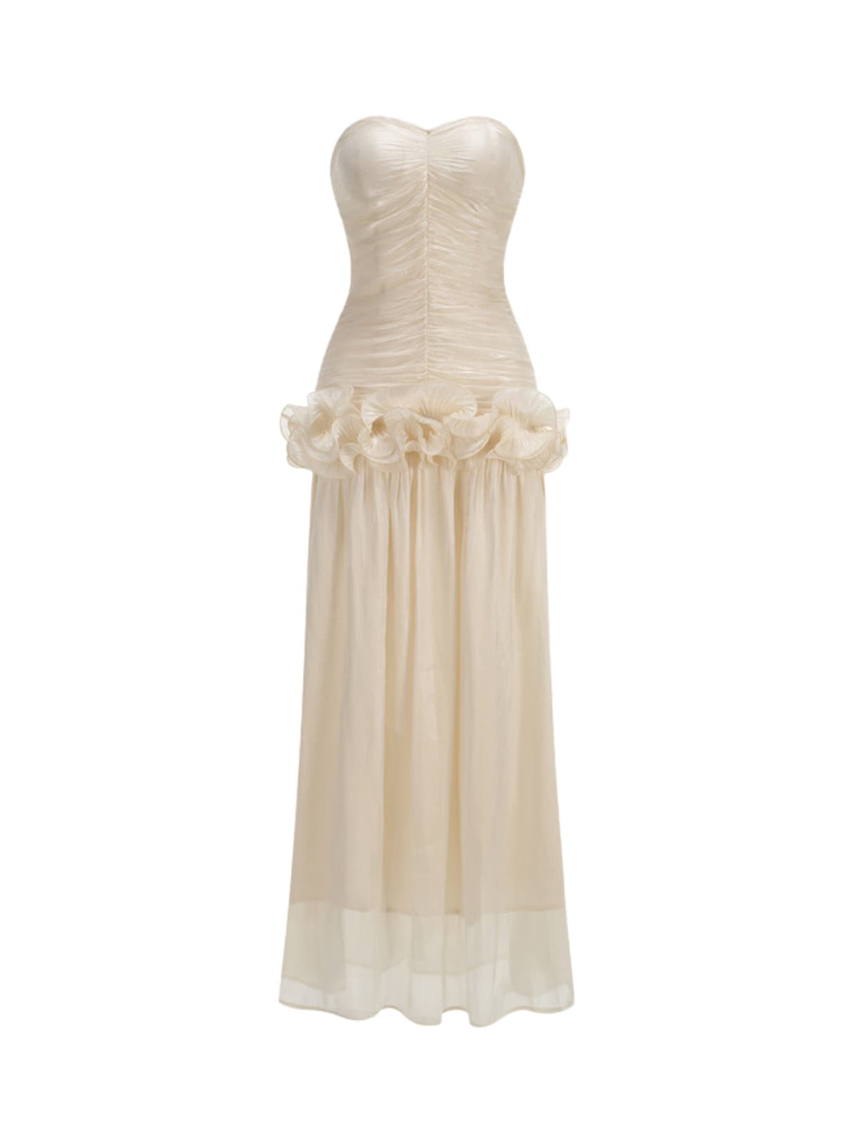 Dendria Strapless Ruffle Maxi Dress