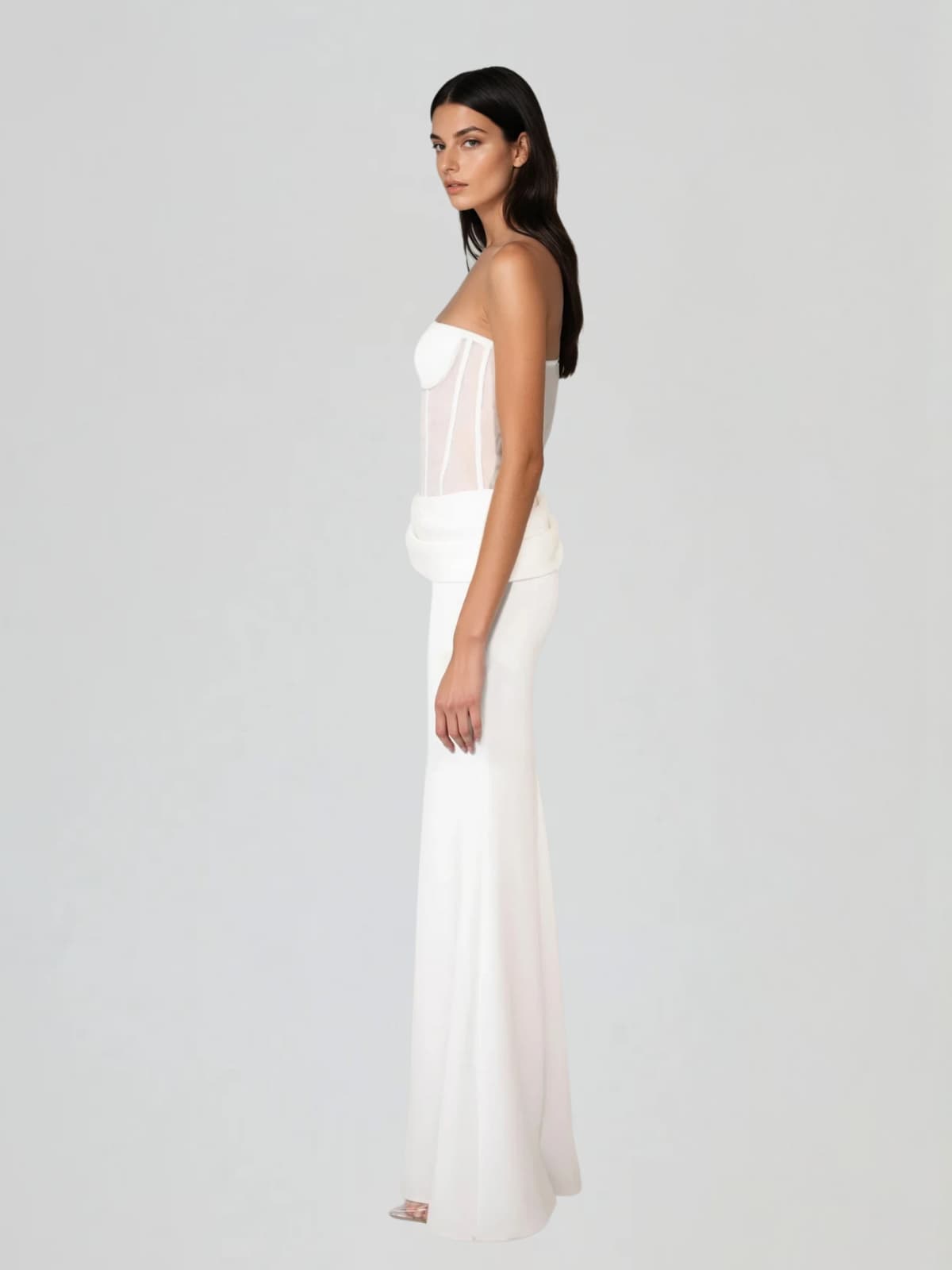 Dendrion Corset Strapless Mesh Skirt Set