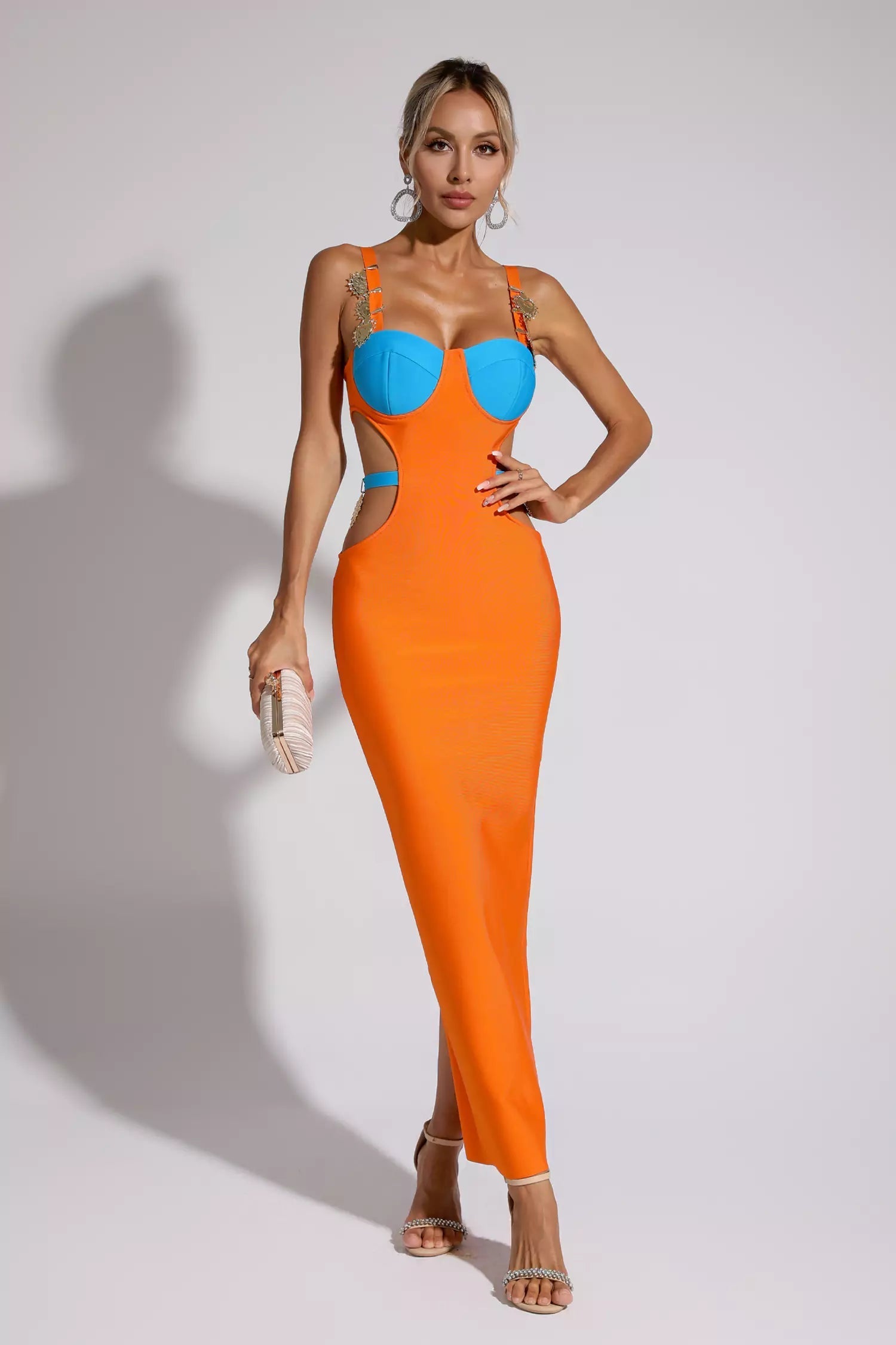 Kesia Bandage Metallic Maxi Dress