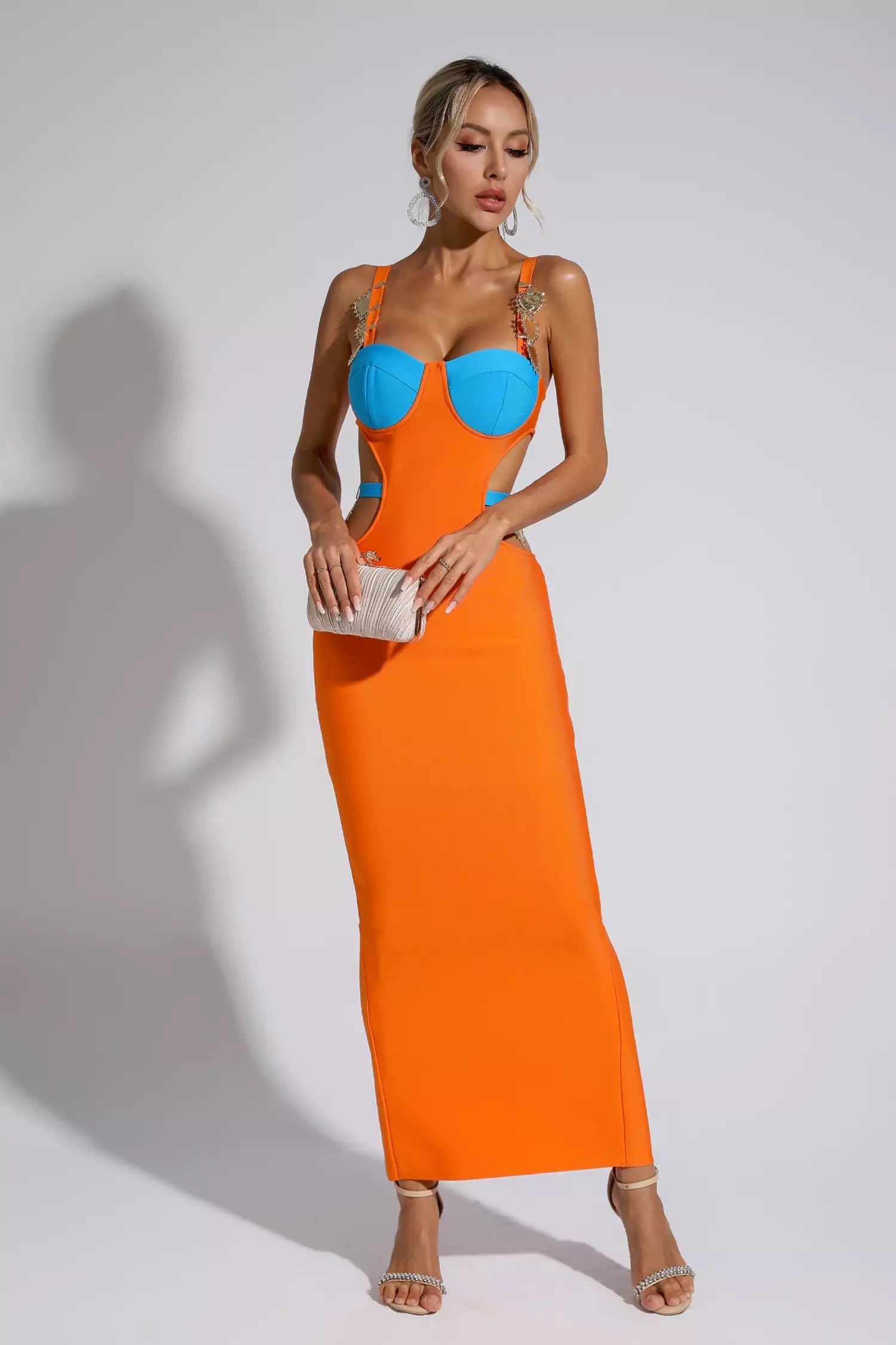 Kesia Bandage Metallic Maxi Dress