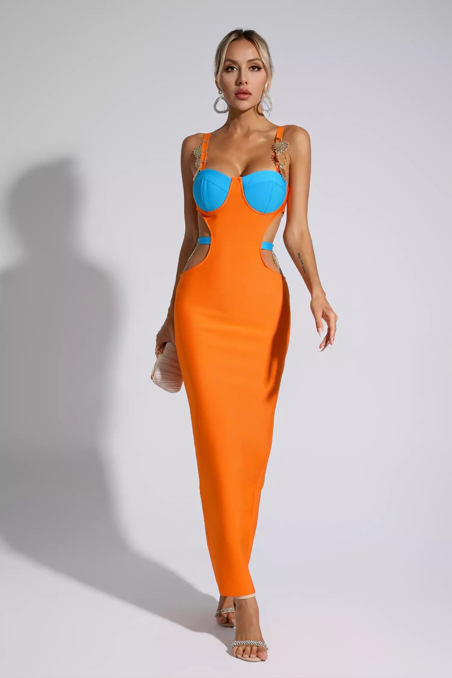 Kesia Bandage Metallic Maxi Dress