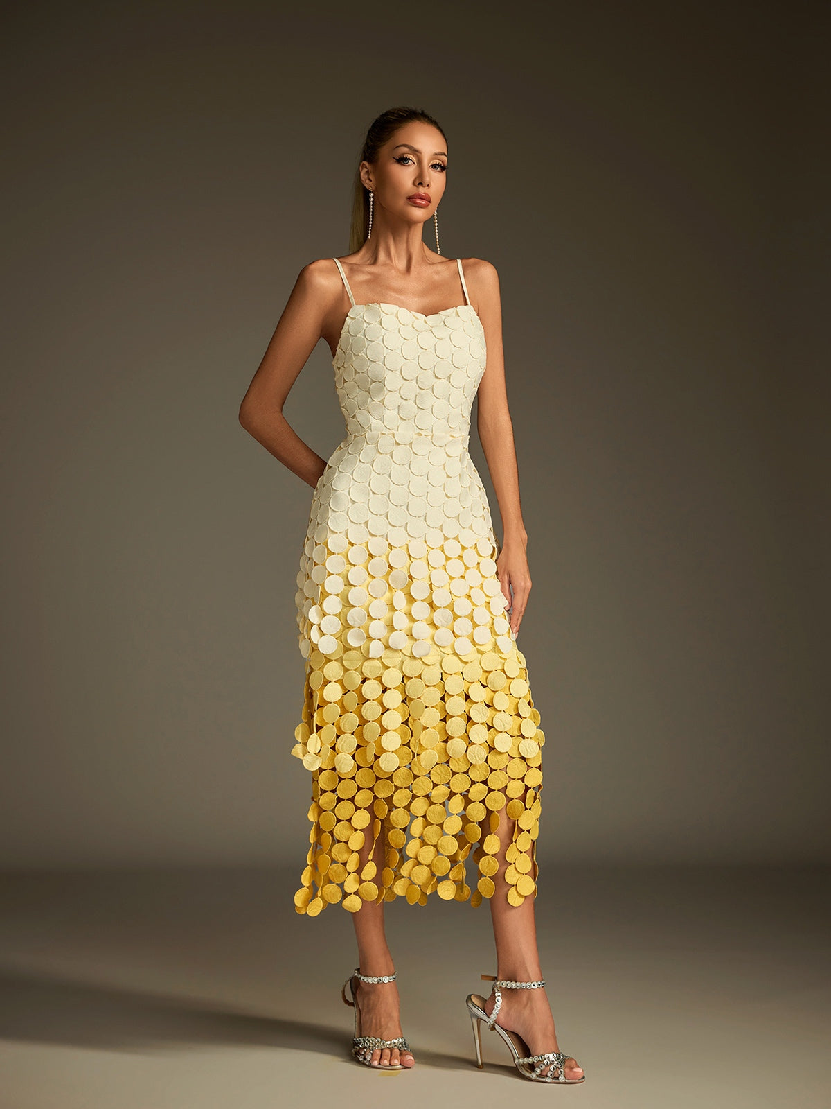 Diamara Ombre Spaghetti Cutout Midi Dress