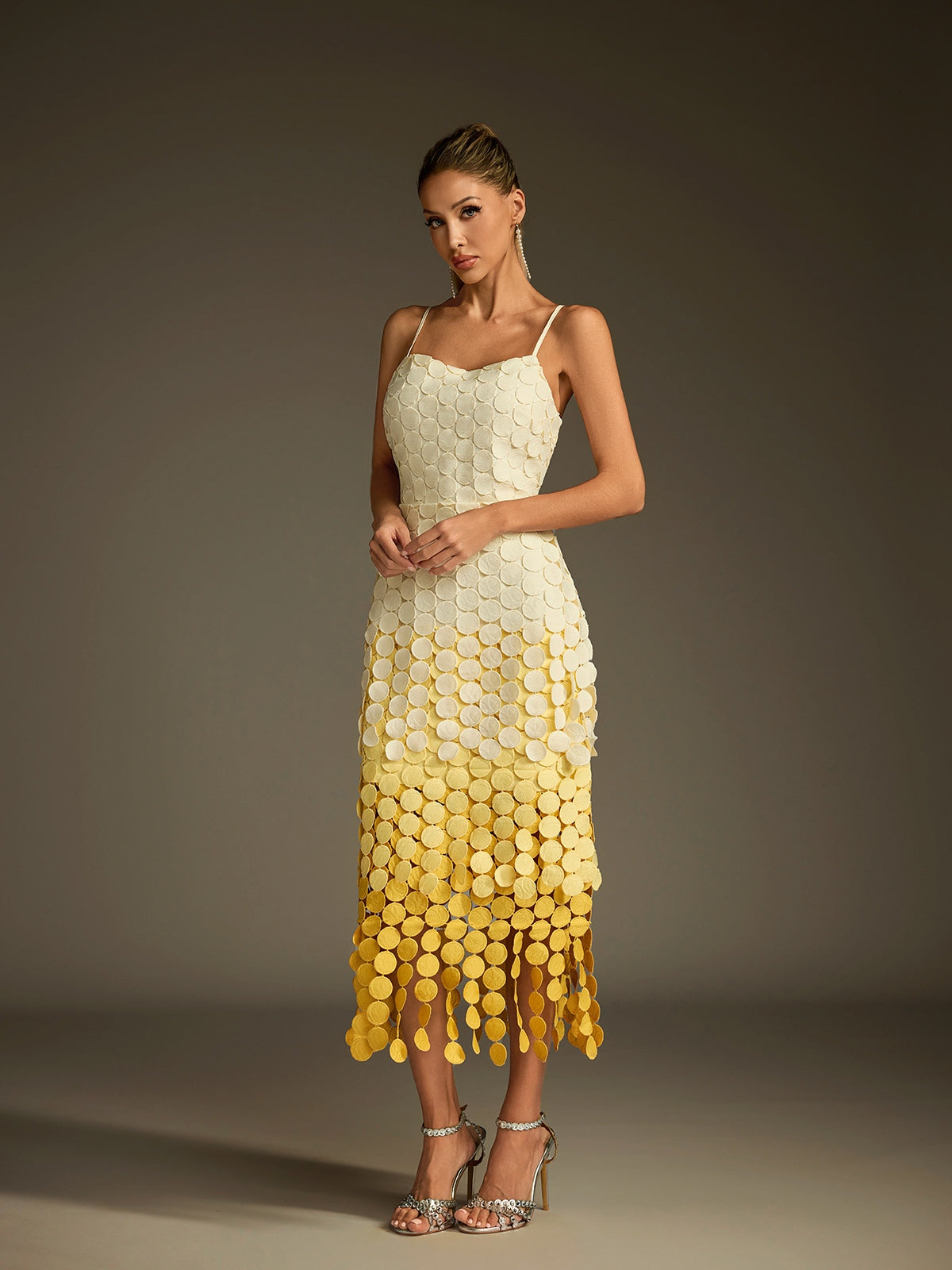 Diamara Ombre Spaghetti Cutout Midi Dress