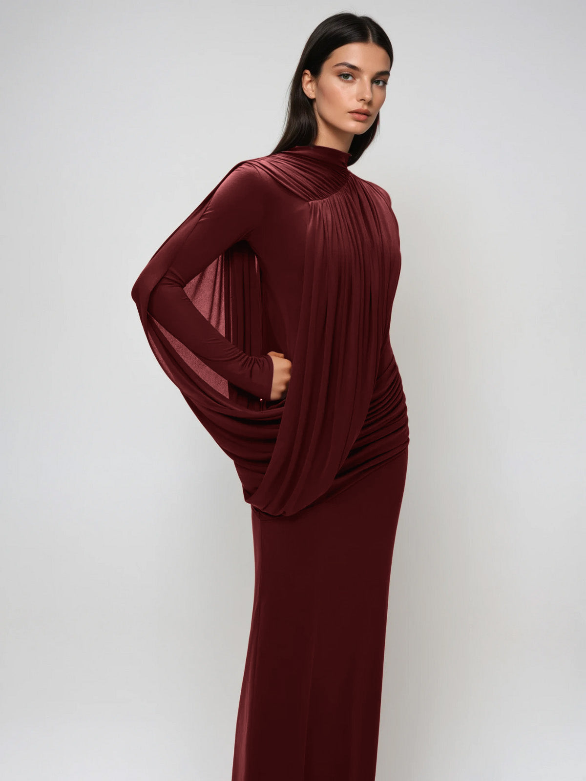 Diapason Asymmetric Ruched Maxi Dress