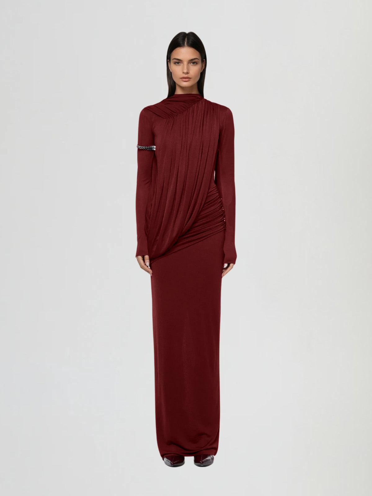 Diapason Asymmetric Ruched Maxi Dress