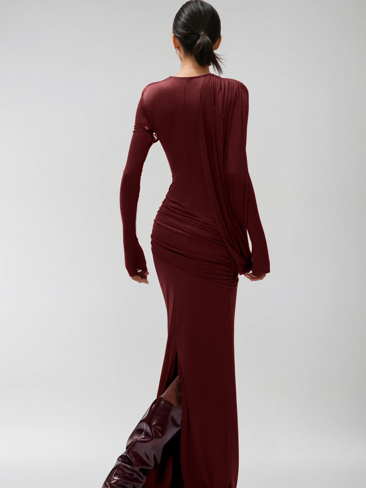 Diapason Asymmetric Ruched Maxi Dress
