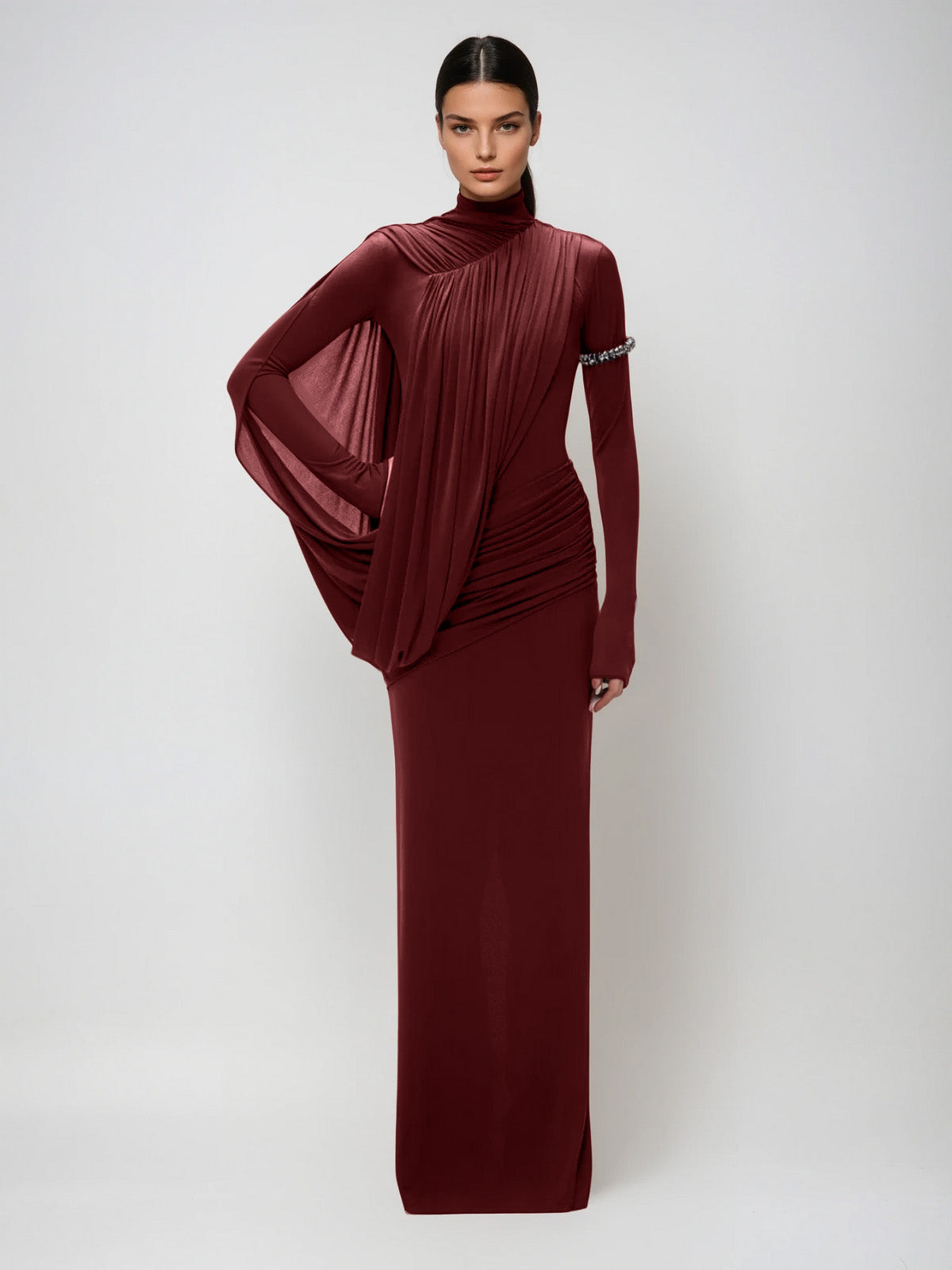 Diapason Asymmetric Ruched Maxi Dress