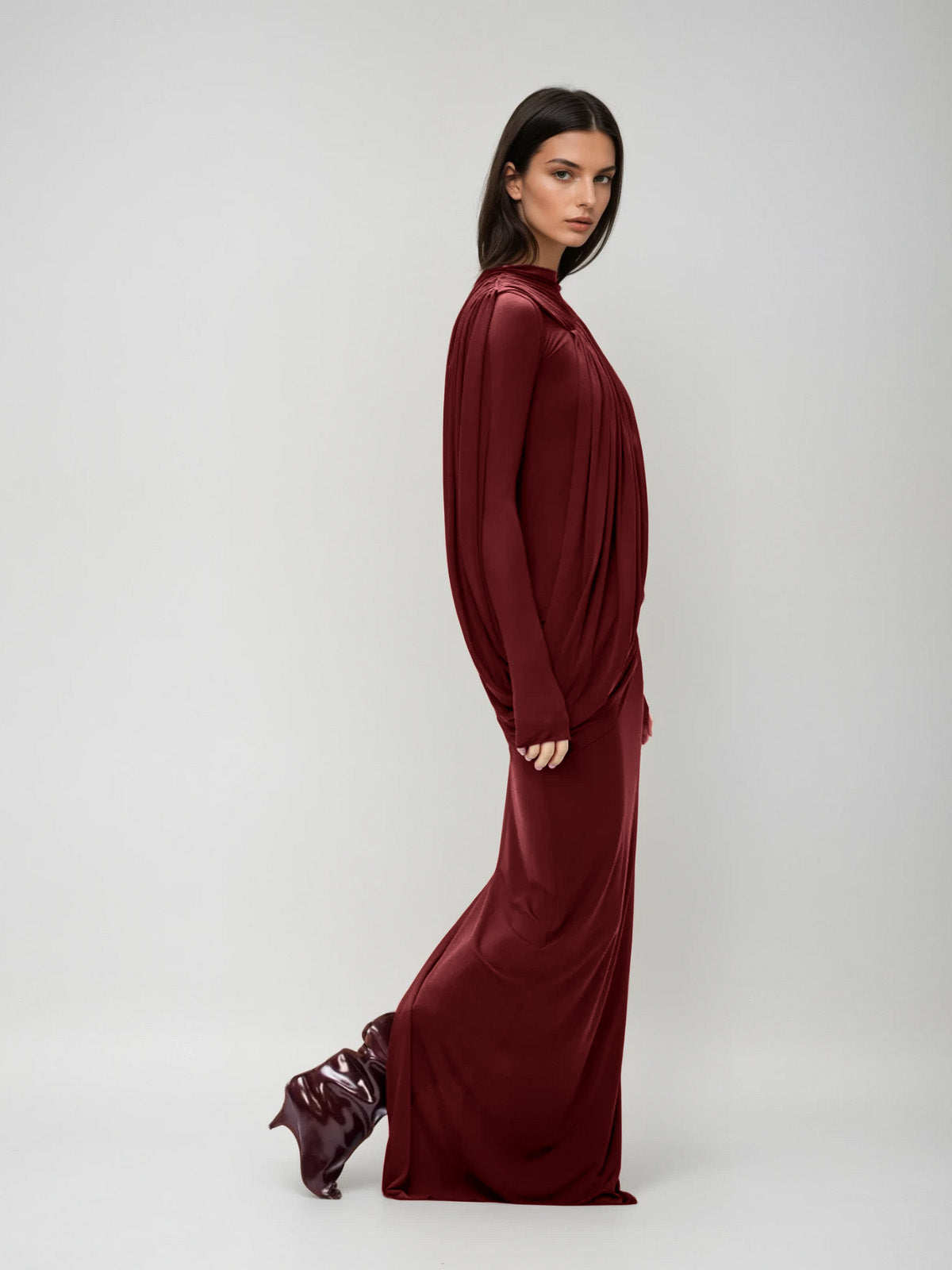 Diapason Asymmetric Ruched Maxi Dress
