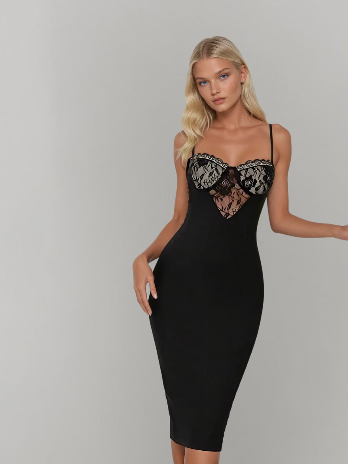 Diapent Spaghetti Lace Bandage Mini Dress