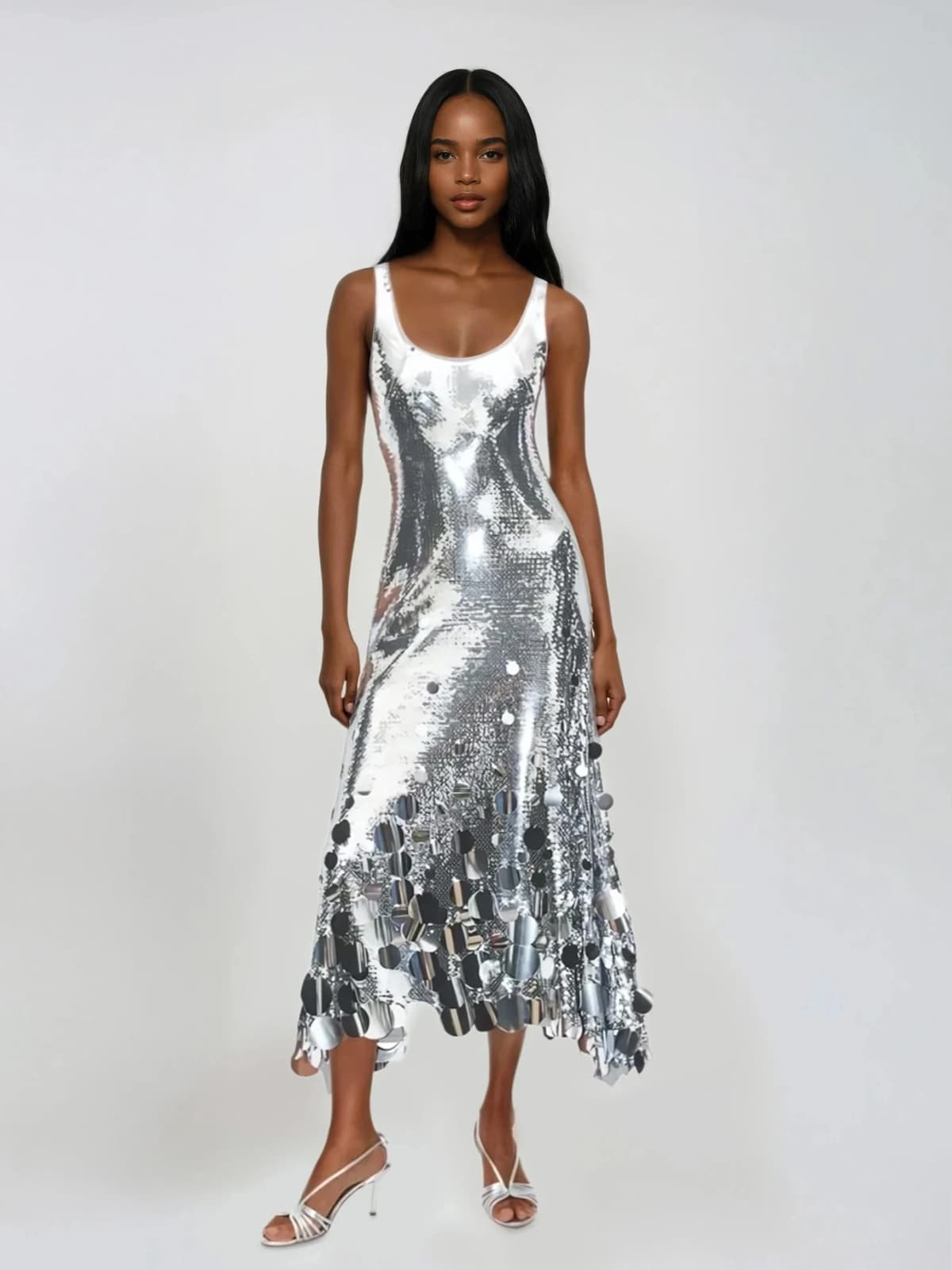 Diatomix U Neck Sequin Midi Dress