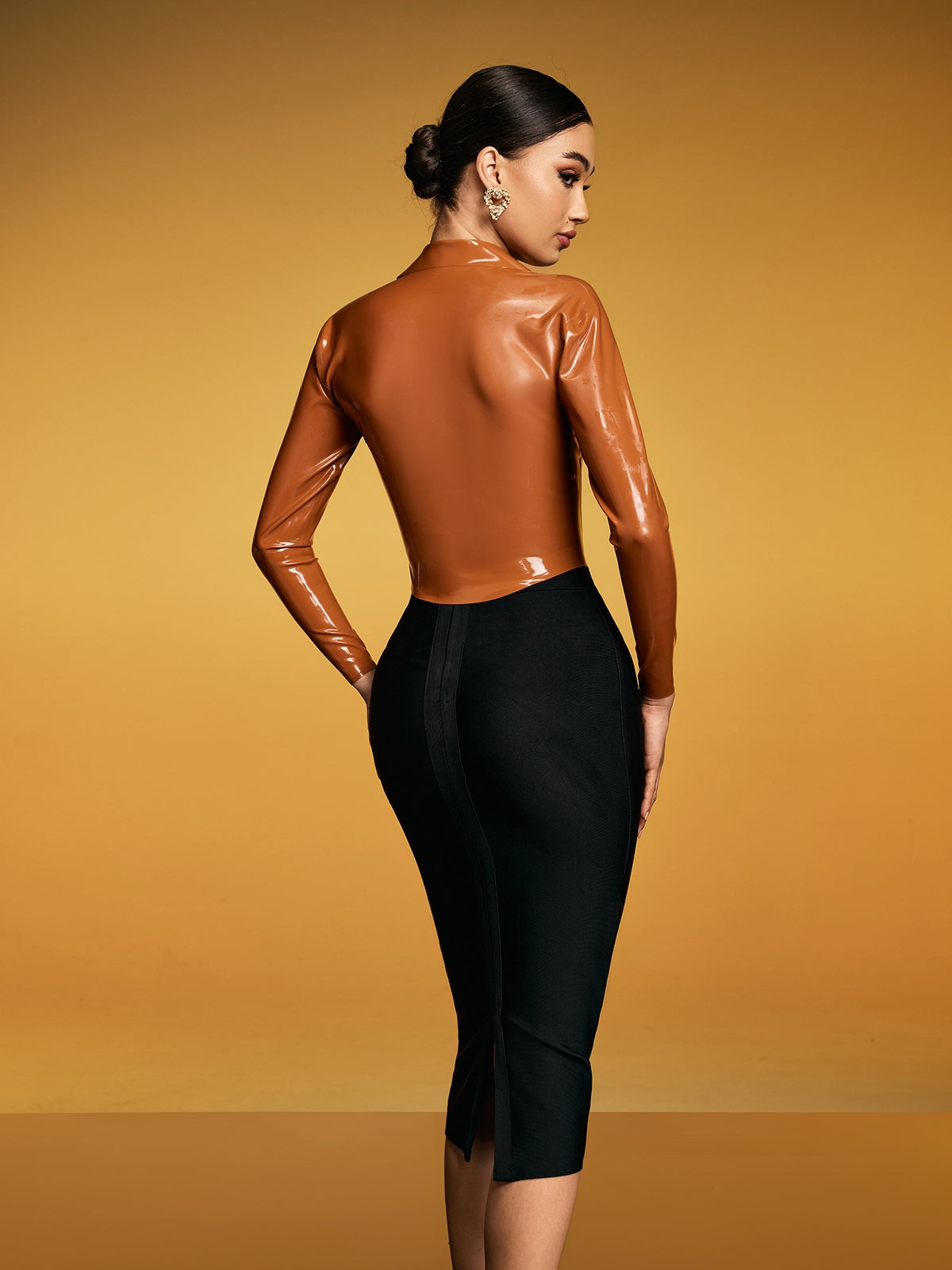 Dimensia V Neck Latex Jacket