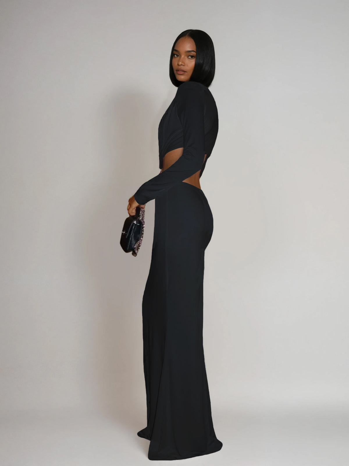 Dimensor Plunge Neck Cutout Maxi Dress