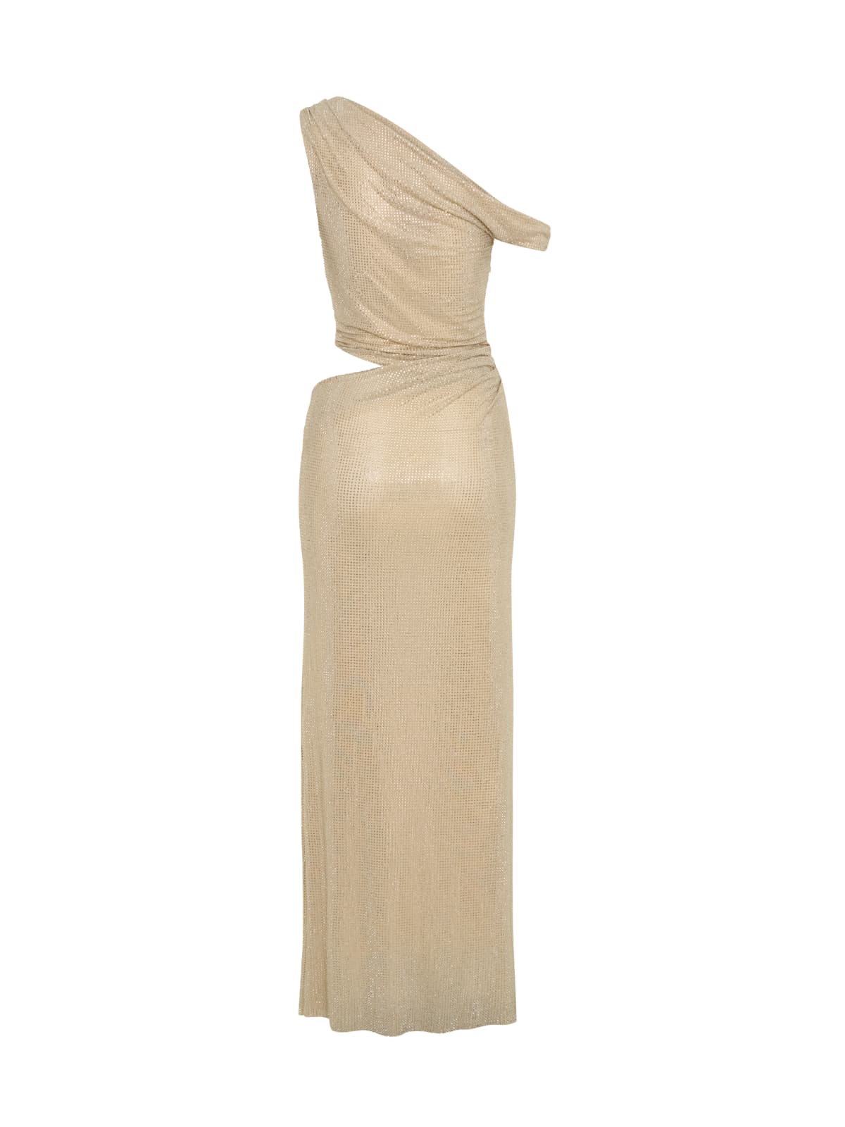 Diopter Cutout Rhinestone Maxi Dress In Apricot
