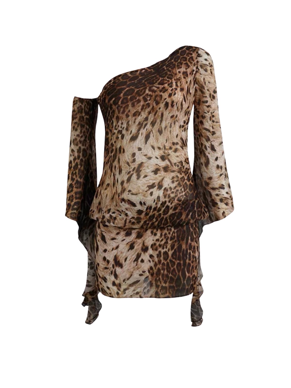 Dodecar One Shoulder Leopard Mini Dress