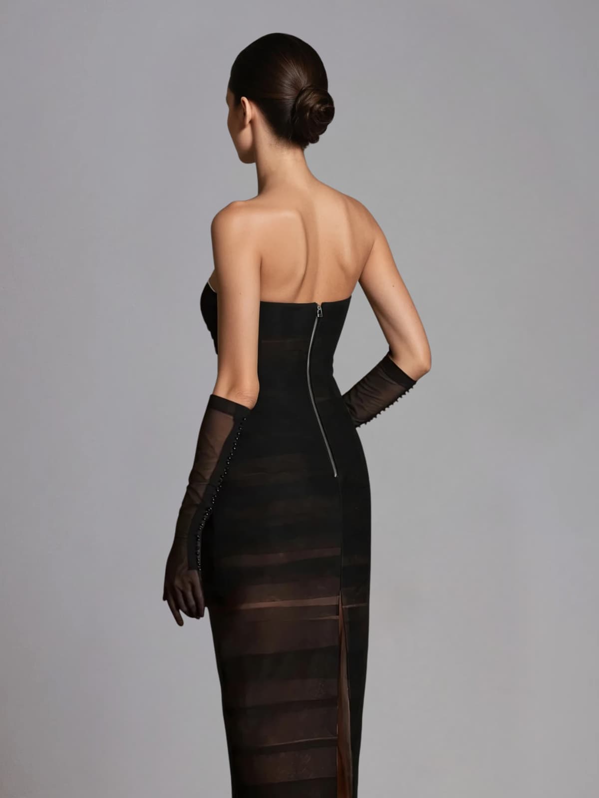 Dronea Strapless Mesh Maxi Dress