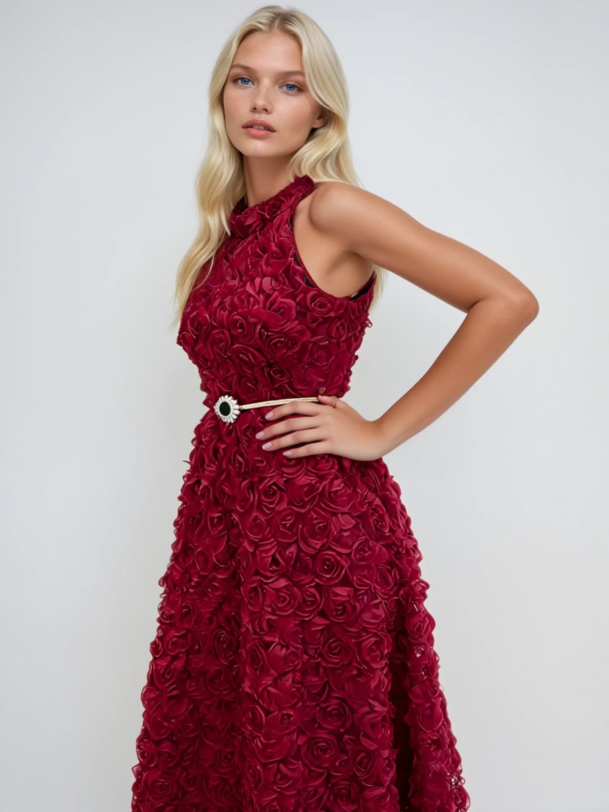 Dronex Sleeveless Flower Midi Dress
