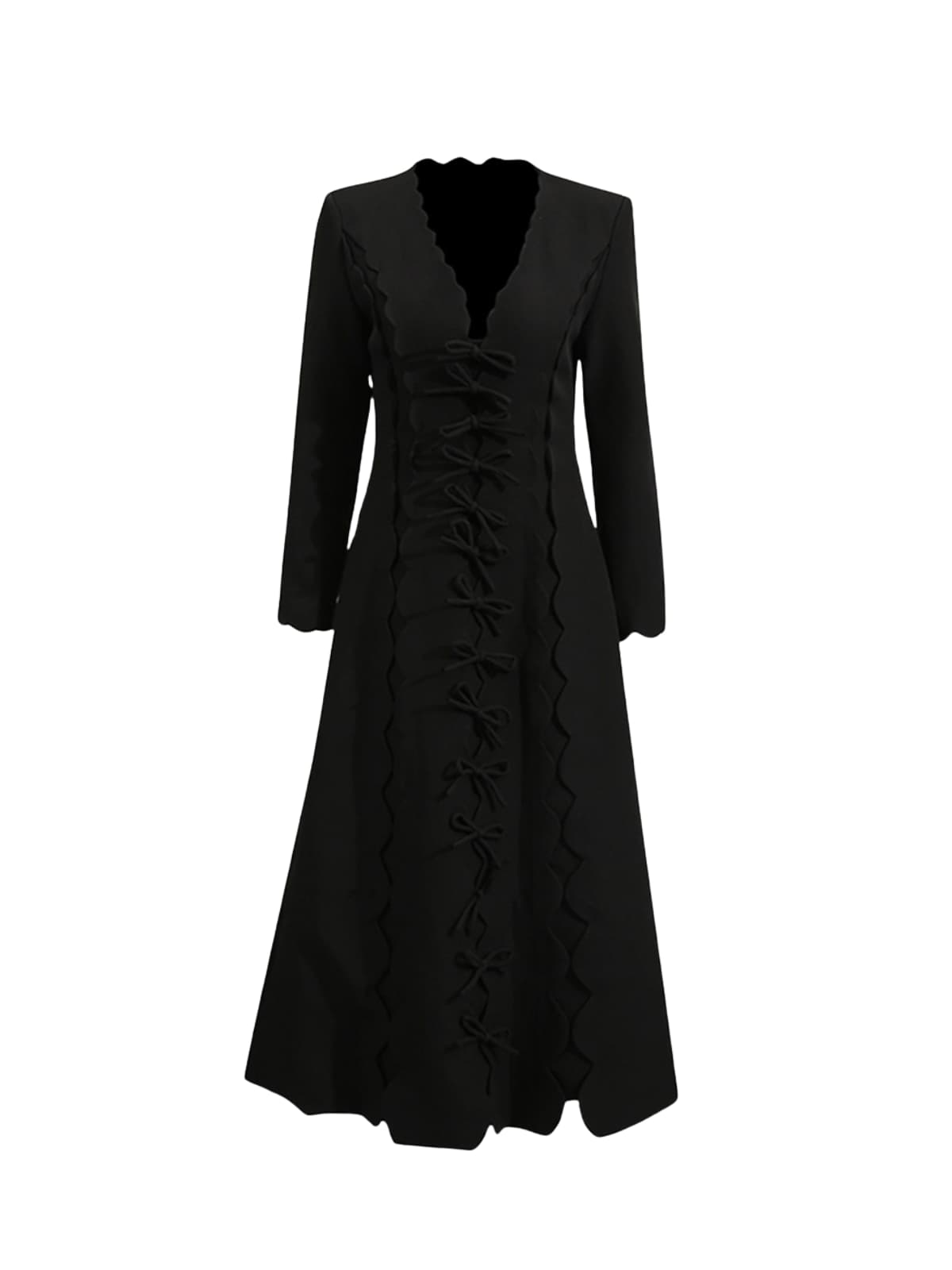 Drusoid V Neck Bow Midi Dress