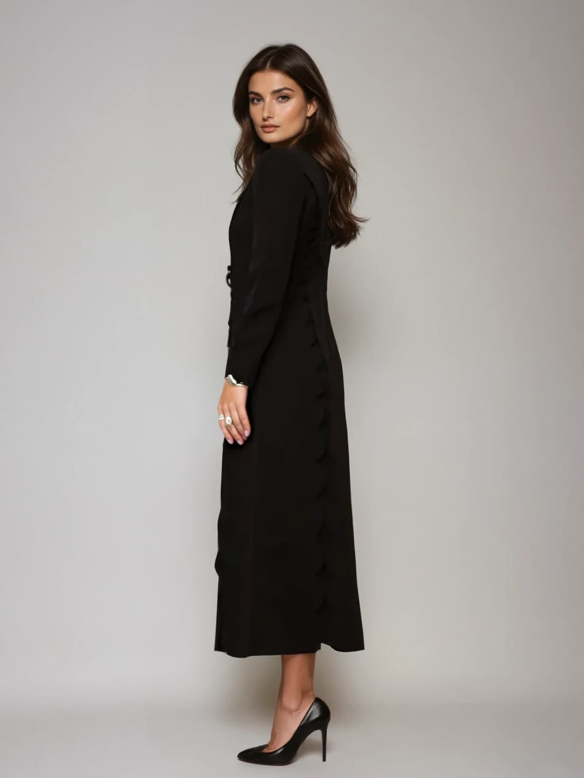 Drusoid V Neck Bow Midi Dress