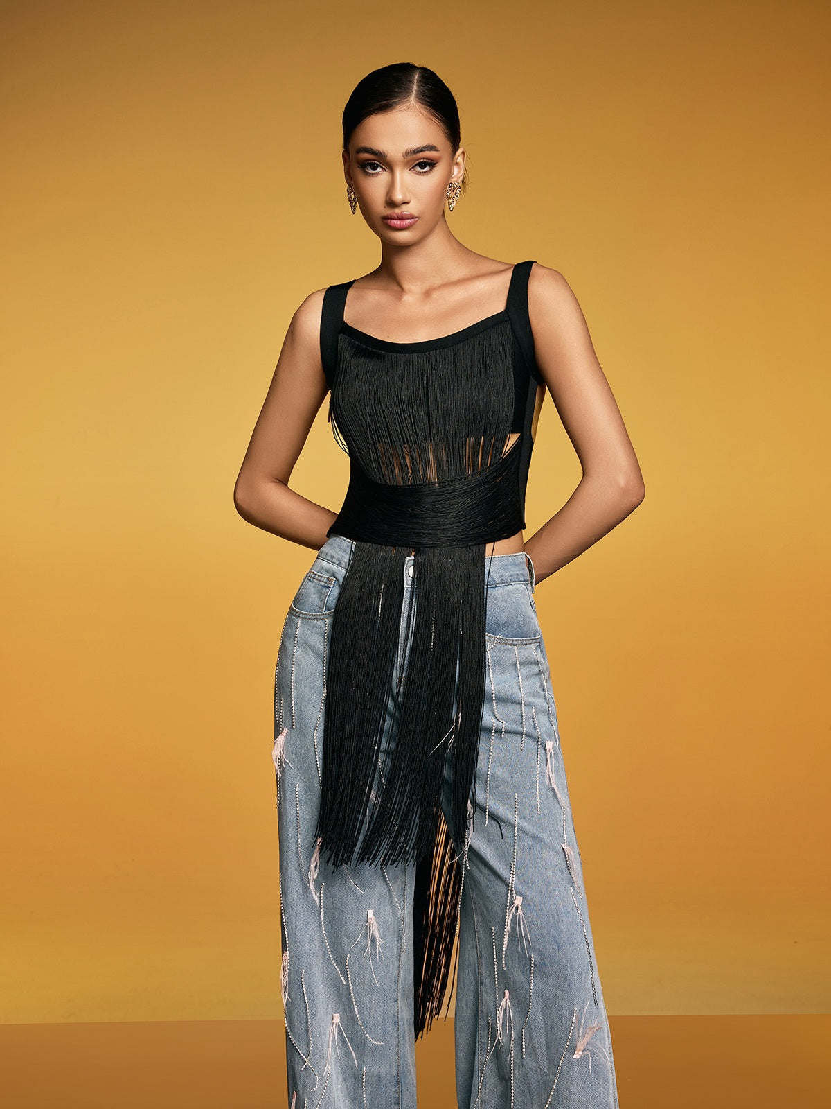 Dualine Fringe Bandage Top