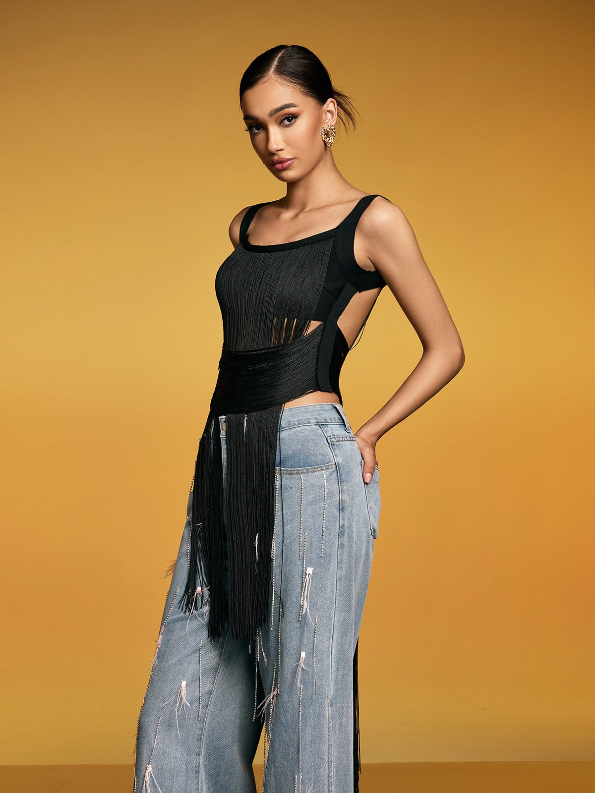 Dualine Fringe Bandage Top