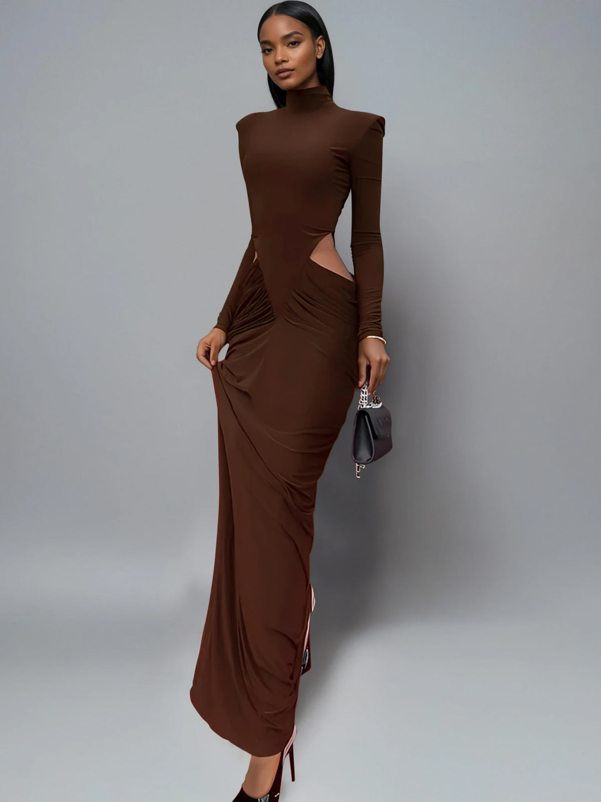 Dualux High Neck Cutout Maxi Dress