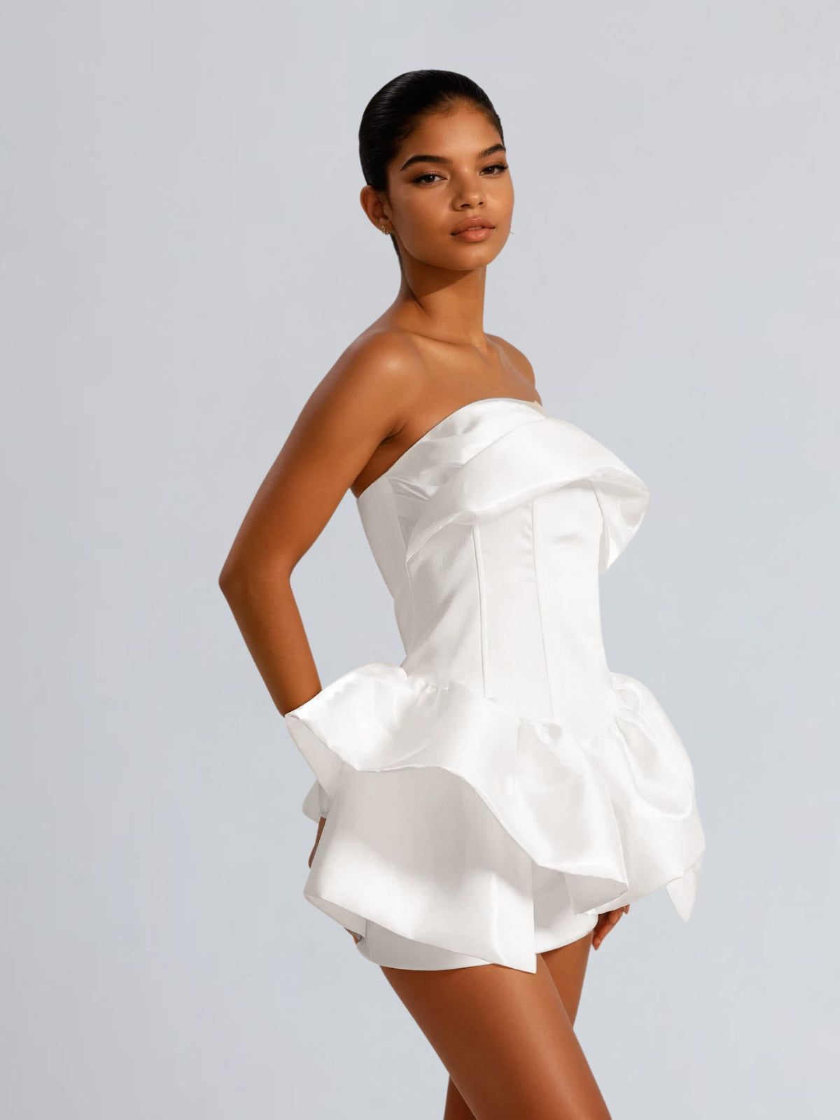 Dulcimer Strapless Satin Mini Dress