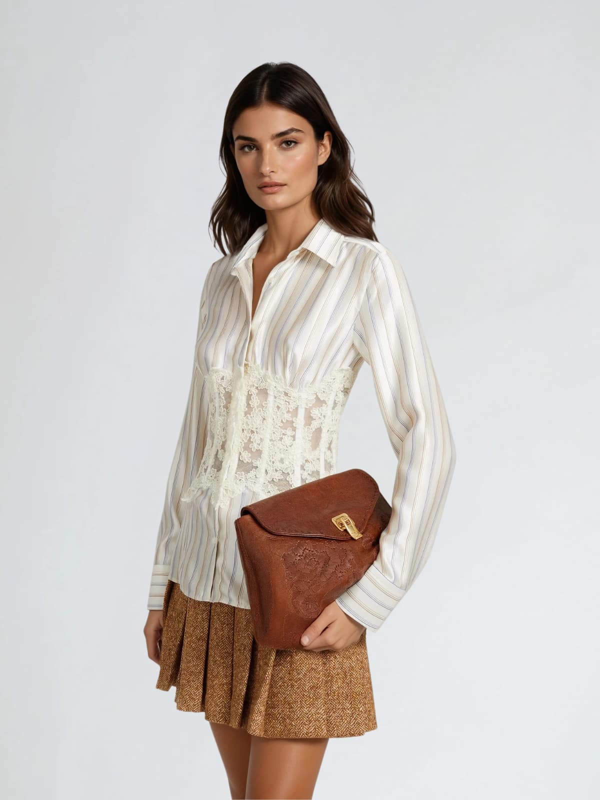 Dyhedron Stripe Lace Shirt