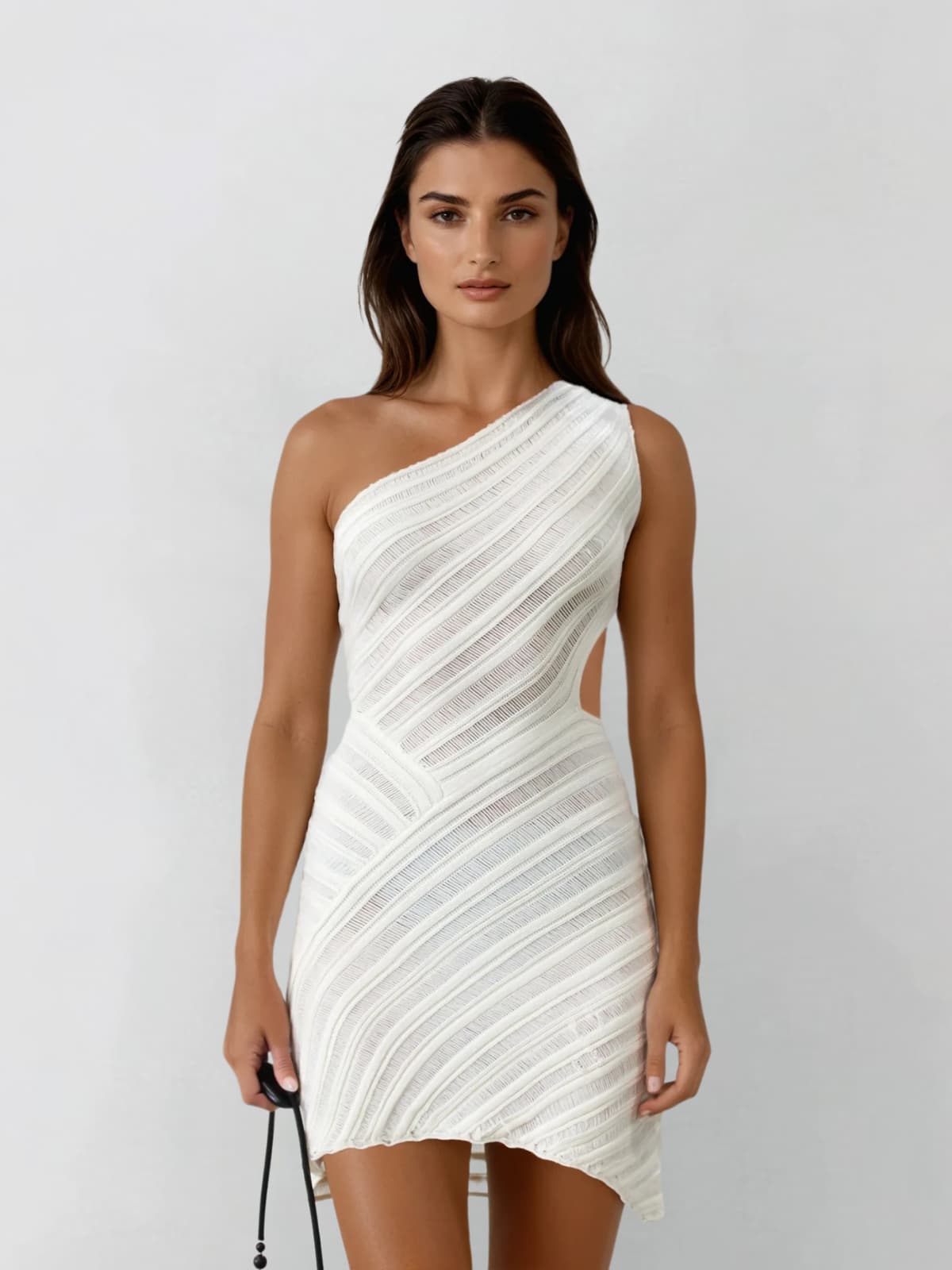 Dynamid One Shoulder Cutout Knitted Mini Dress
