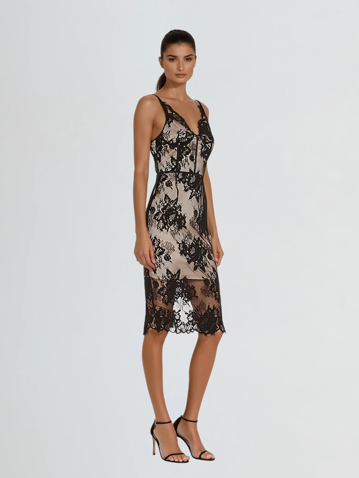 Dyneira Spaghetti Lace Midi Dress