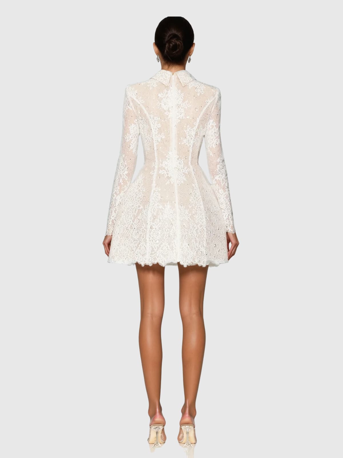 Dyriel Folded Collar Sequin Lace Mini Dress
