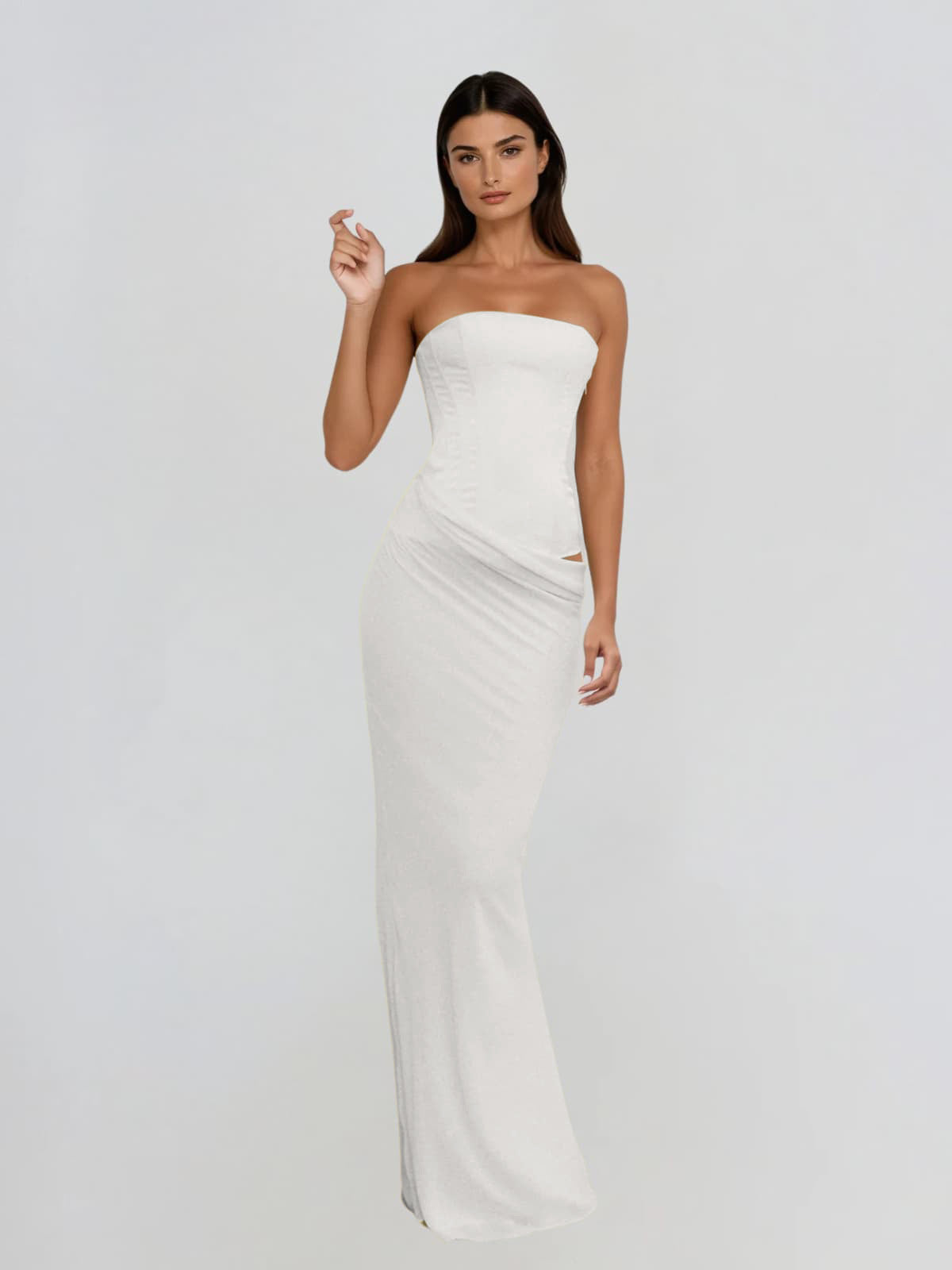 Dyrthia Strapless Lace Up Maxi Dress