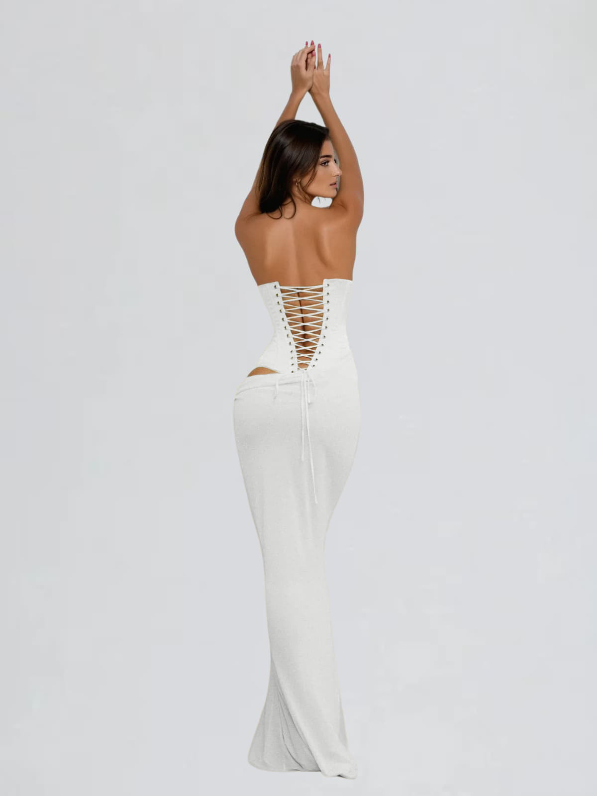 Dyrthia Strapless Lace Up Maxi Dress