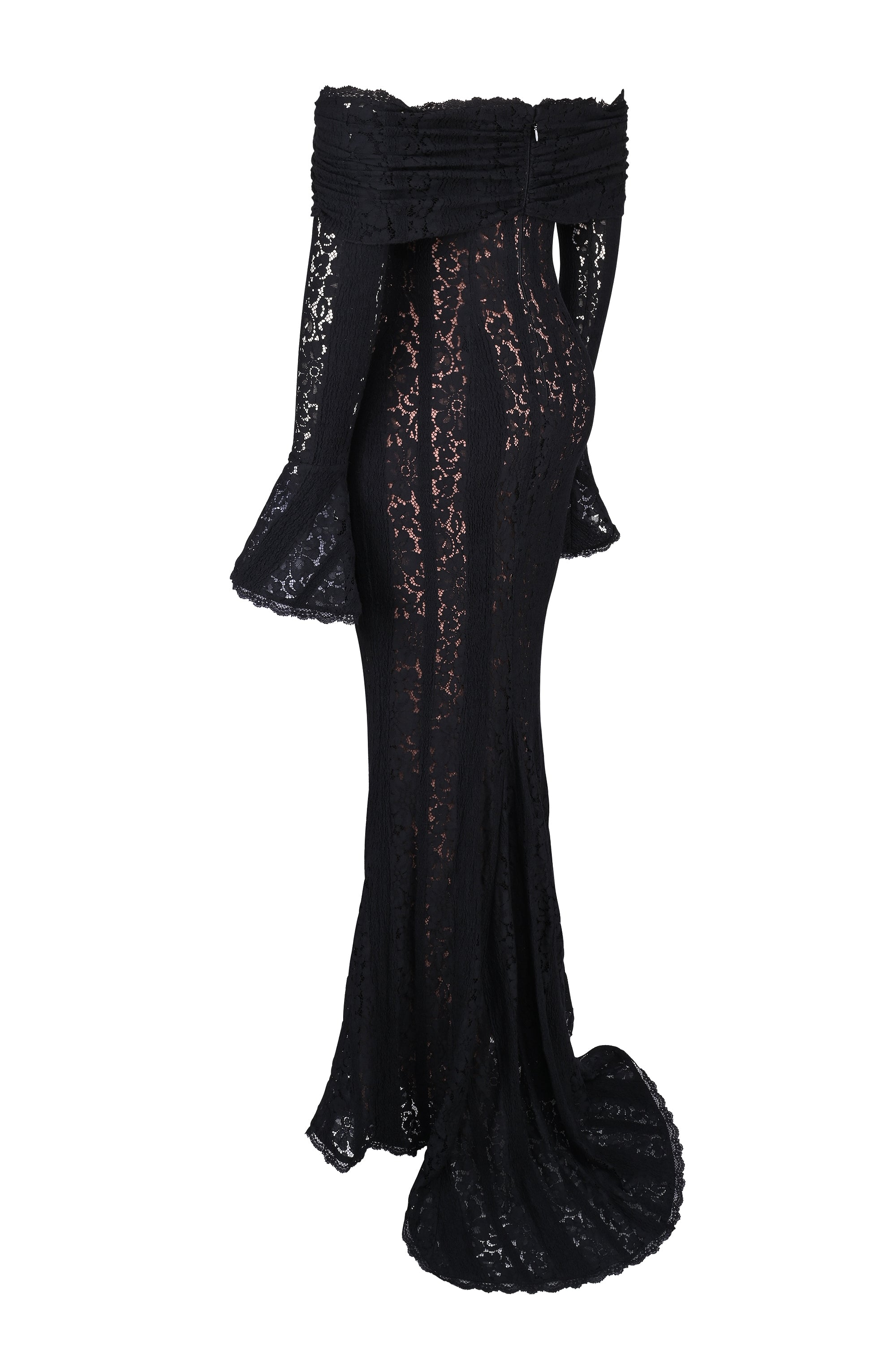 AEILA VINTAGE LACE MAXI DRESS-BLACK