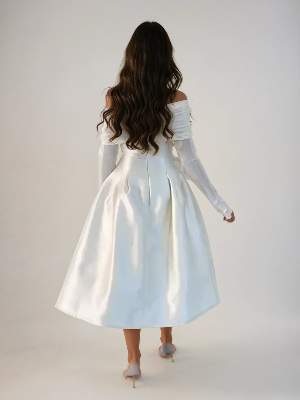 Echodar Off Shoulder Satin Midi Dress