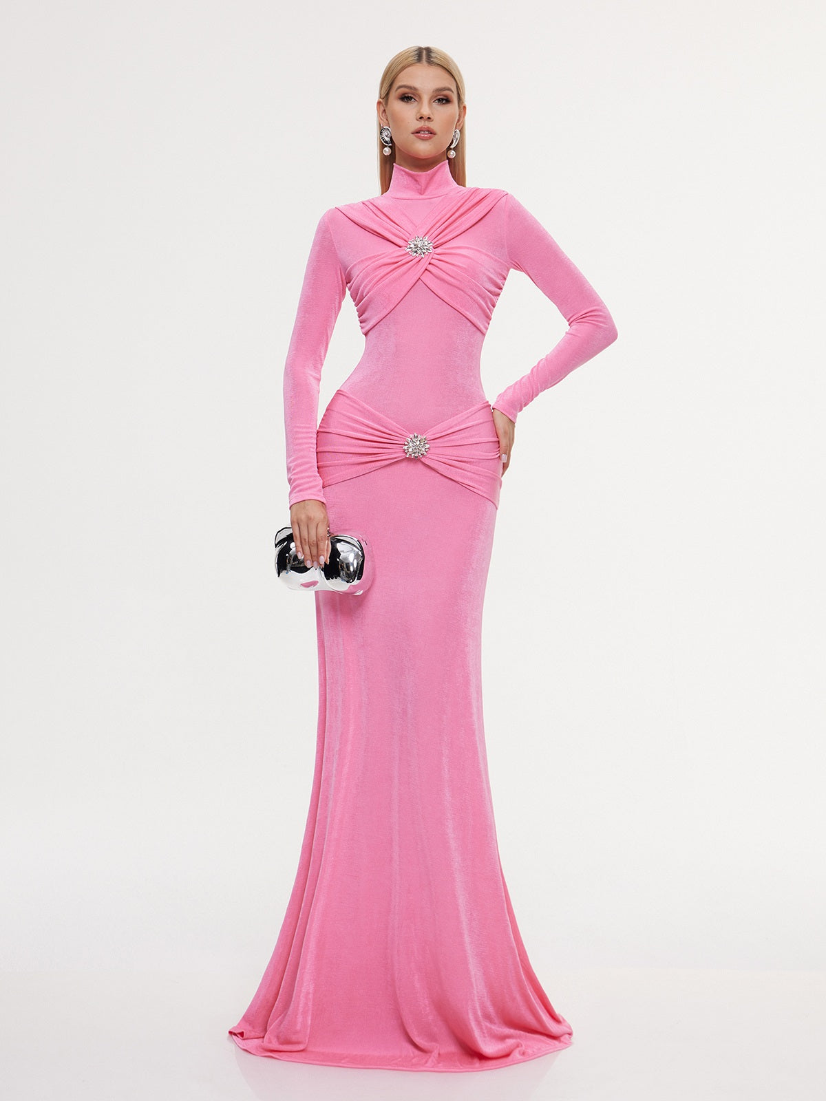 Echodea High Neck Twisted Maxi Dress