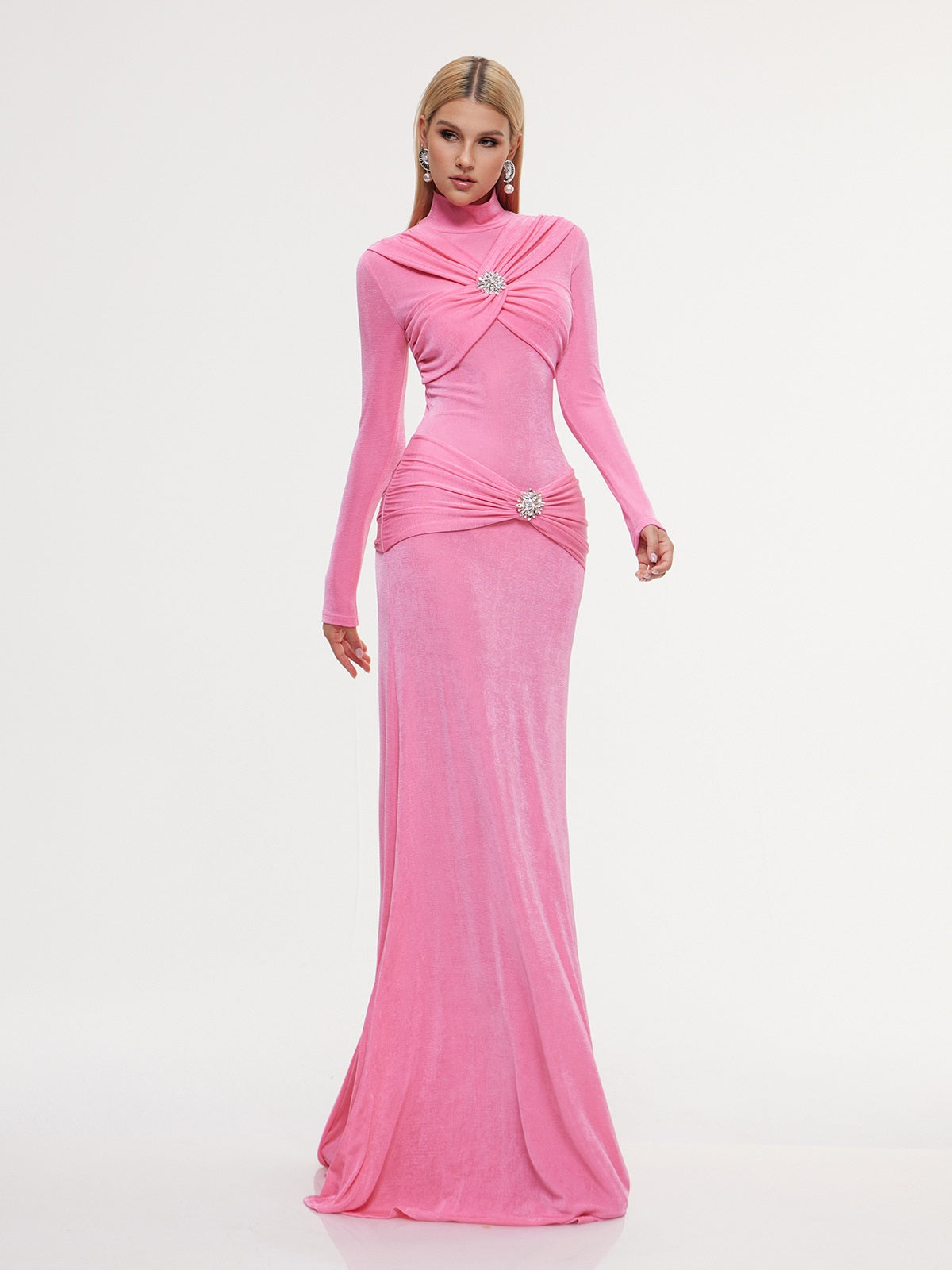 Echodea High Neck Twisted Maxi Dress