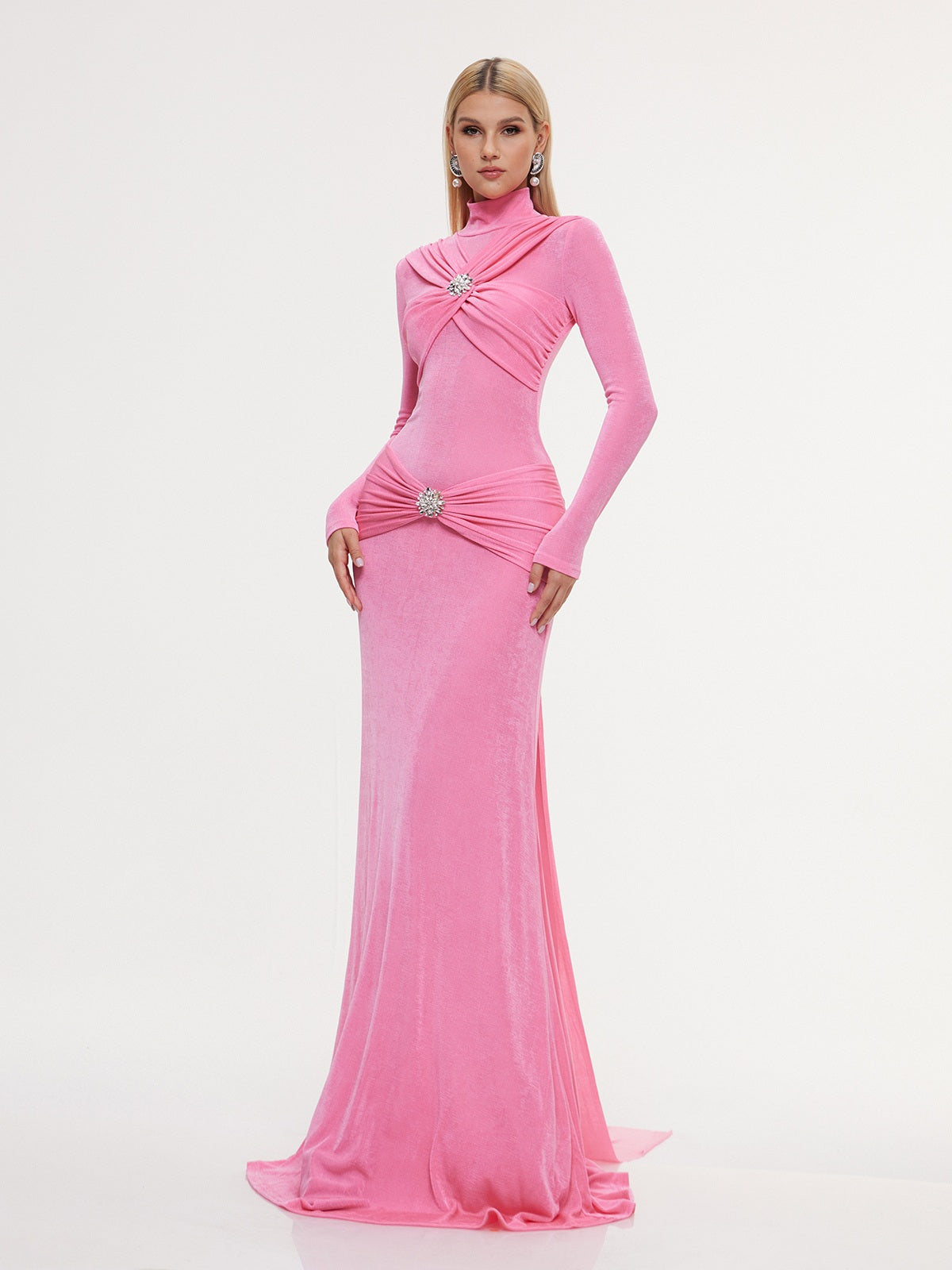 Echodea High Neck Twisted Maxi Dress