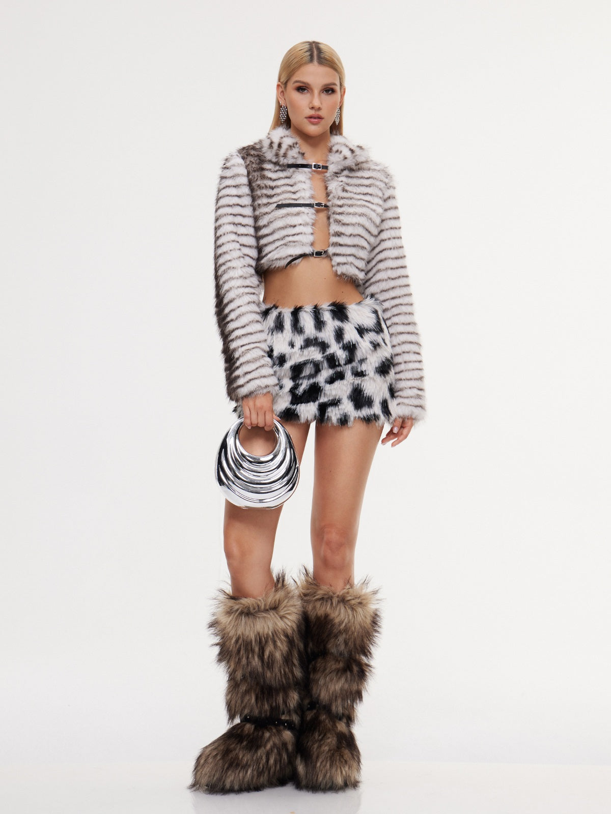Eclipxa Animal Printed Faux Fur Coat