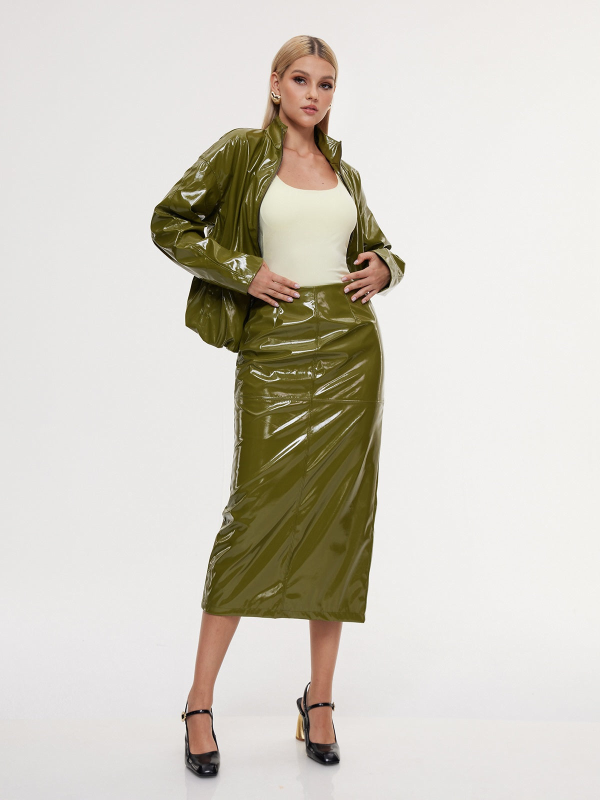 Eddya Leather Skirt Set