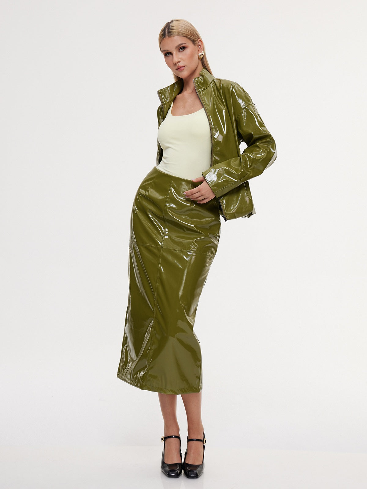 Eddya Leather Skirt Set