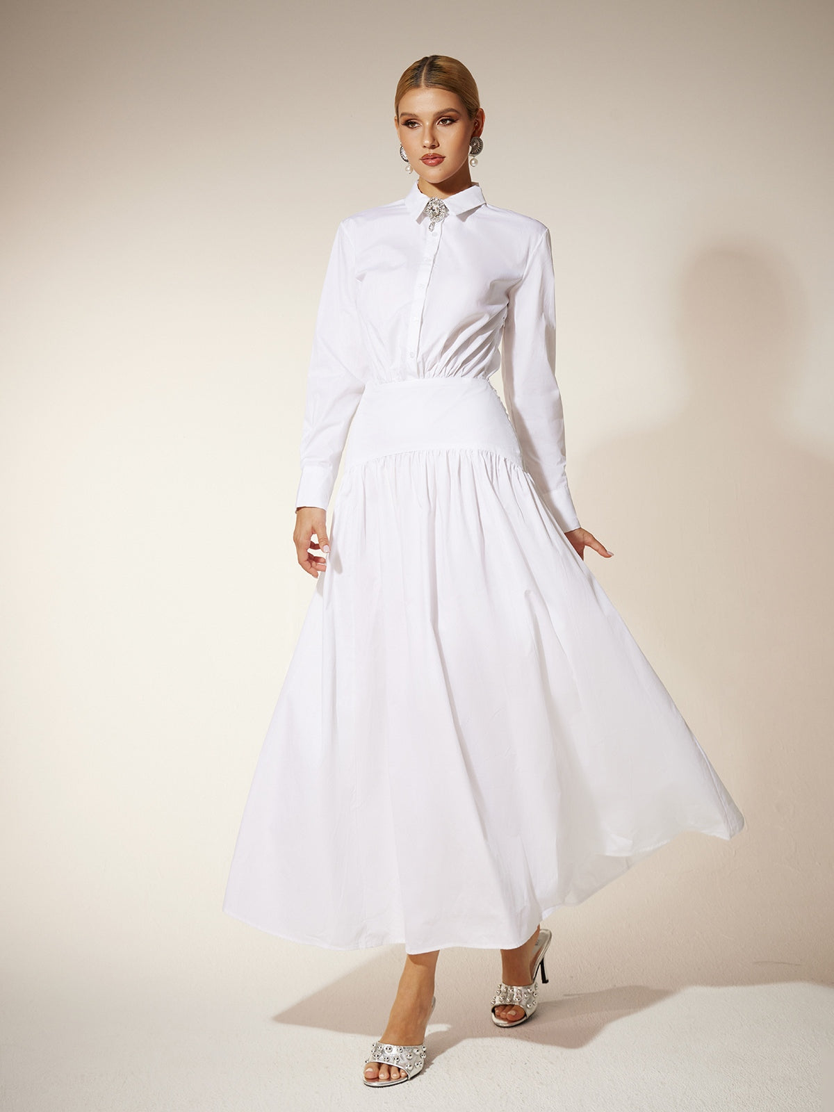 Eilert Collar Ruched Shirt Dress