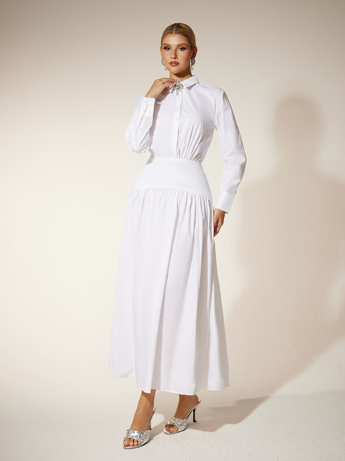 Eilert Collar Ruched Shirt Dress