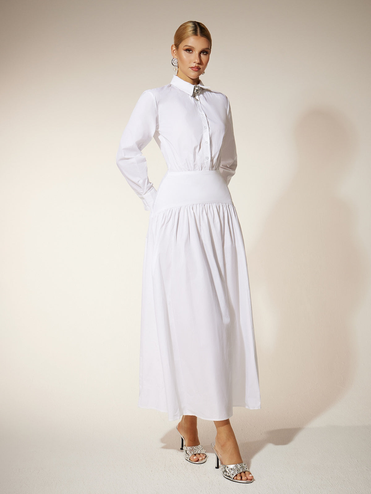 Eilert Collar Ruched Shirt Dress