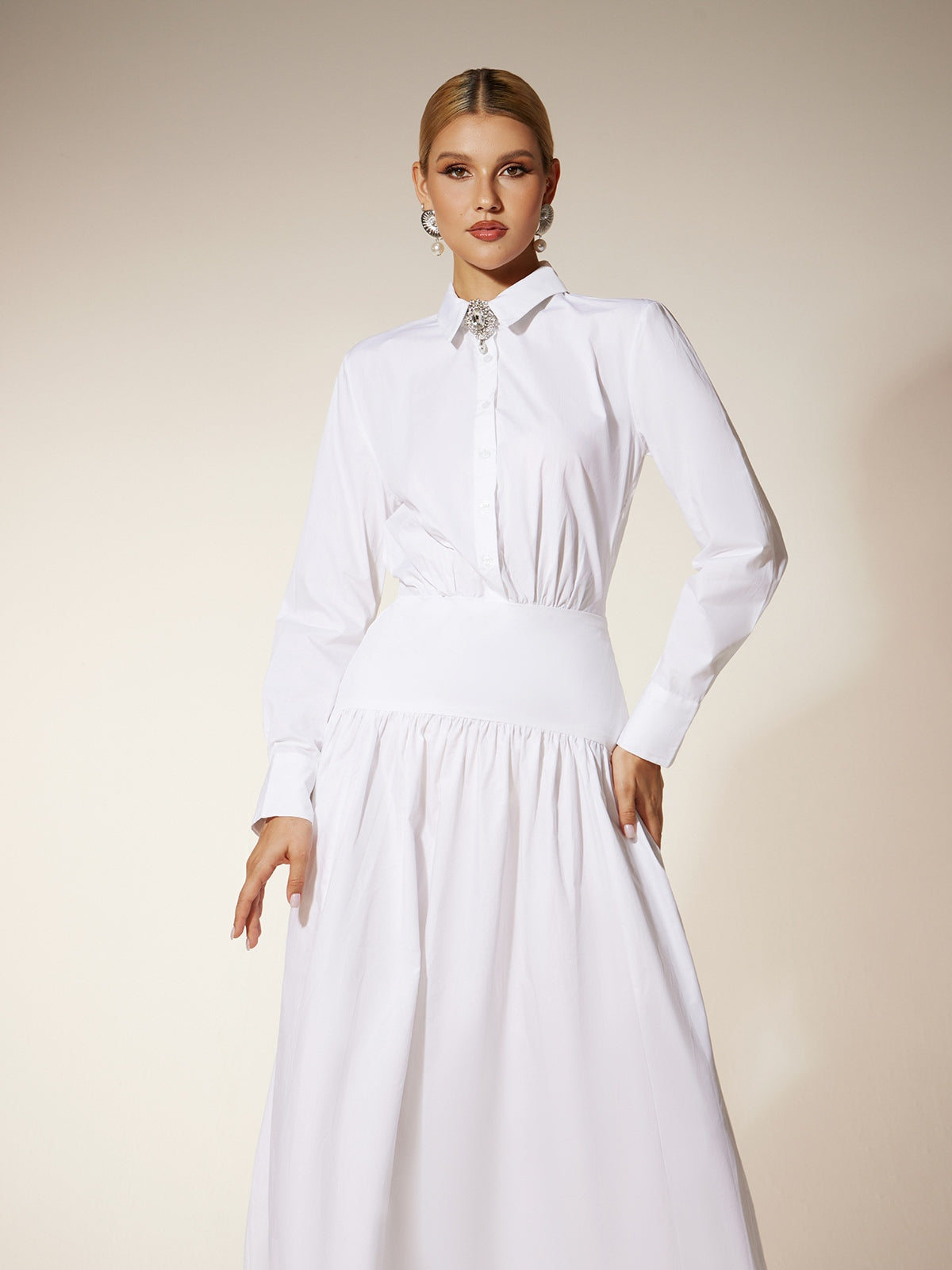 Eilert Collar Ruched Shirt Dress