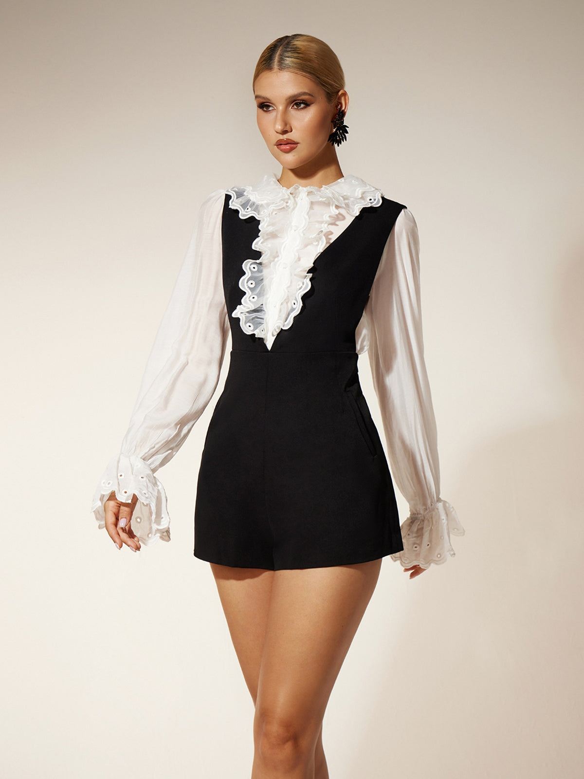 Eilika Flare Sleeve Romper Set