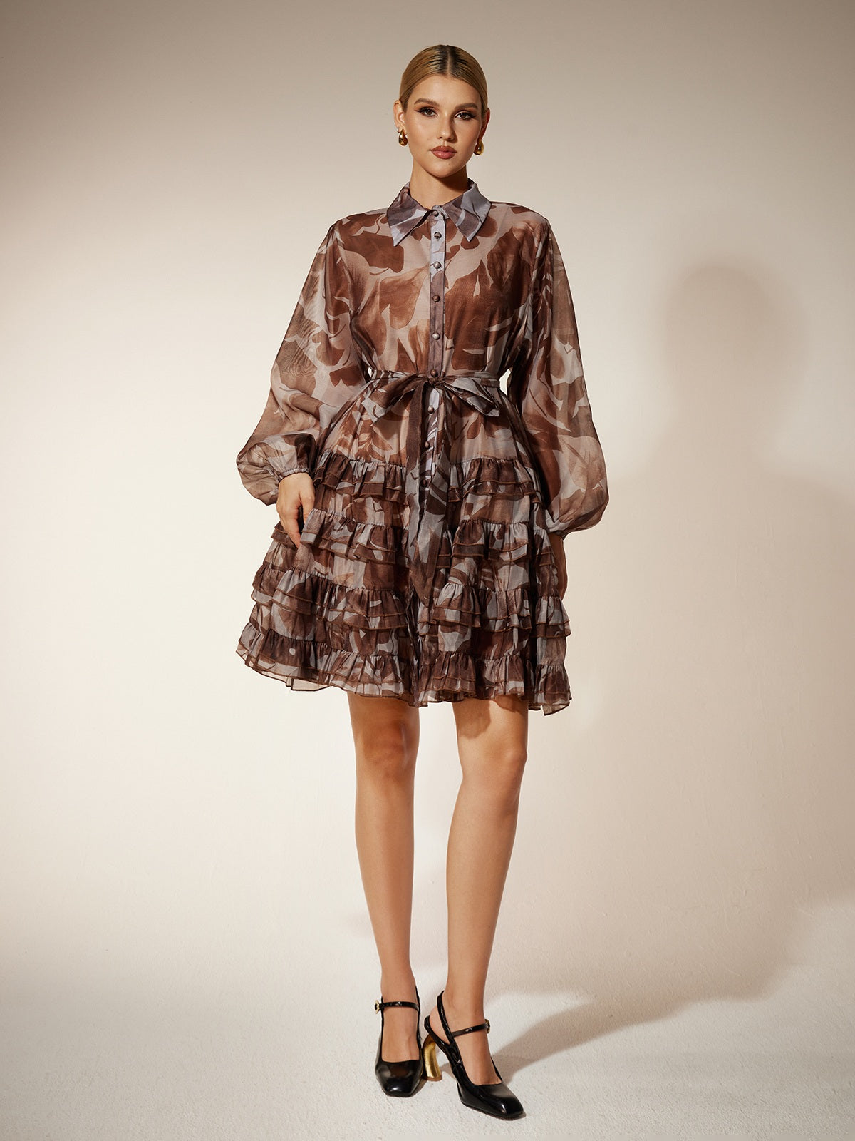 Eivin Ruffle Tiered Printed Mini Dress