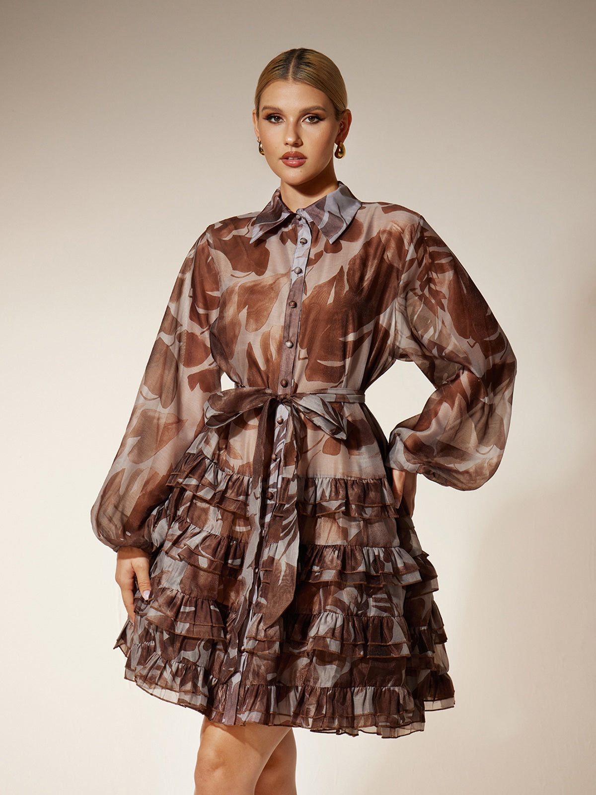 Eivin Ruffle Tiered Printed Mini Dress