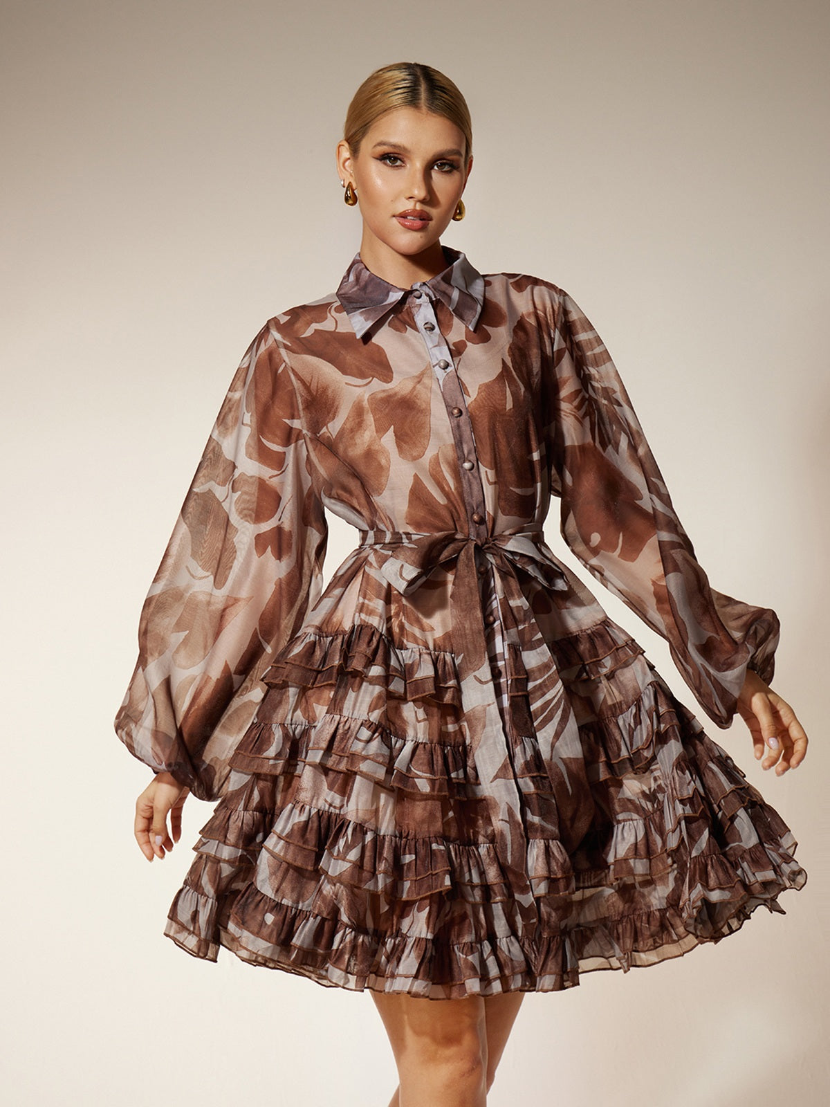 Eivin Ruffle Tiered Printed Mini Dress
