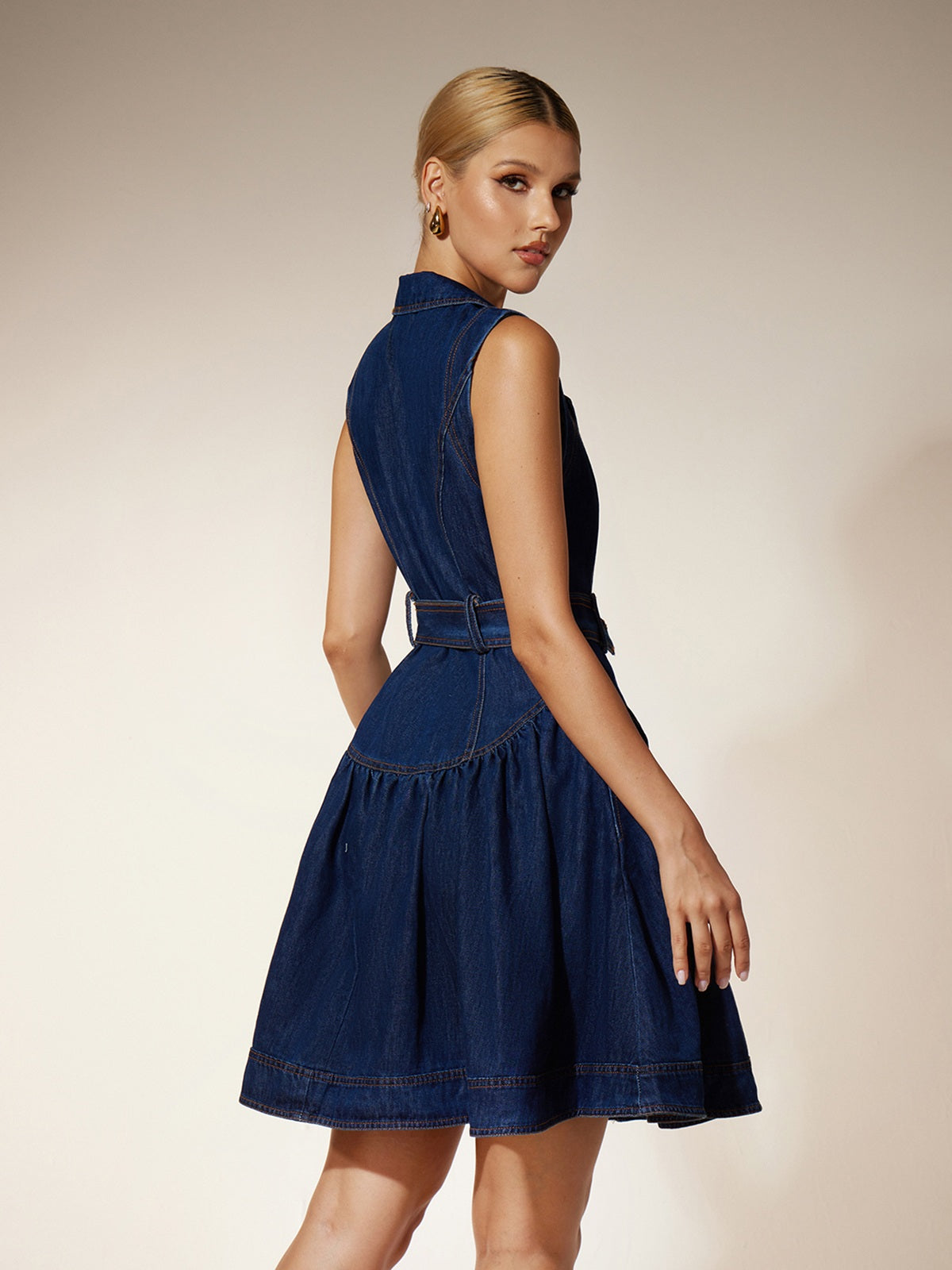 Ekavali V Neck Denim Mini Dress